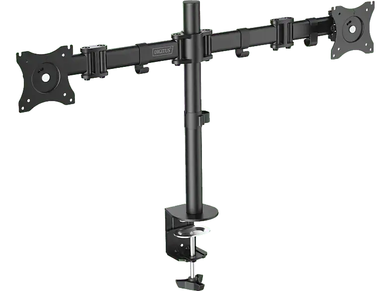 digitUS Universal Dual Monitor Ständer mit Klemmbefestigung bis 69cm (27"), Schwarz; Monitorhalterung