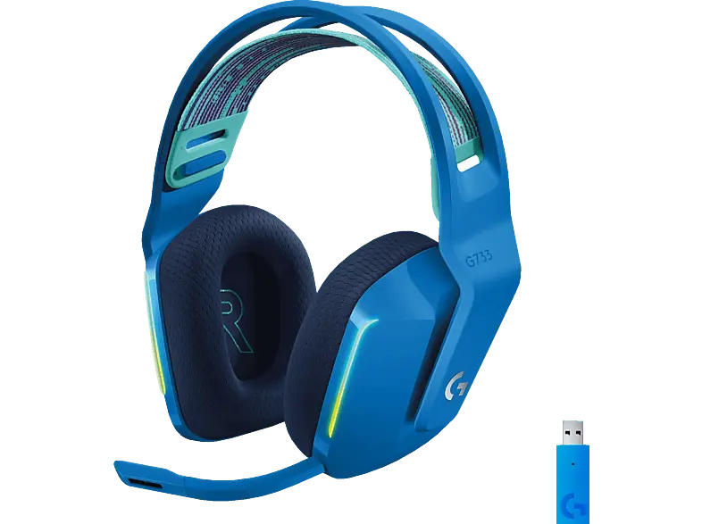 LOGITECH Gaming Headset G733 Lightspeed RGB, kabellos, Blue VO!CE-Mikrofontechnologie, Blau