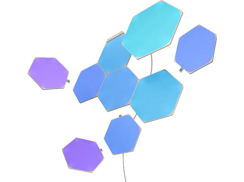 Nanoleaf Shapes Hexagons Smart Lighting Panel Starter Kit, 9 Panels (NL42-0002HX-9PK) Light Weiß Kit mit; Light Panels