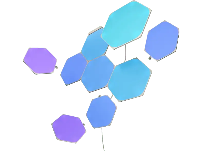 Nanoleaf Shapes Hexagons Smart Lighting Panel Starter Kit, 9 Panels (NL42-0002HX-9PK) Light Weiß Kit mit; Light Panels
