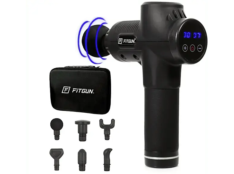 Fitgun 2825604 pro Massagepistole, mit 6 Aufsätzen, Schwarz