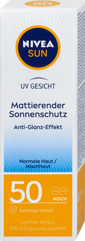 NIVEA SUN Mattierender Sonnenschutz UV Gesicht LSF 50