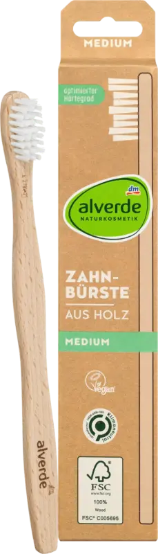 alverde NATURKOSMETIK Zahnbürste aus Holz medium