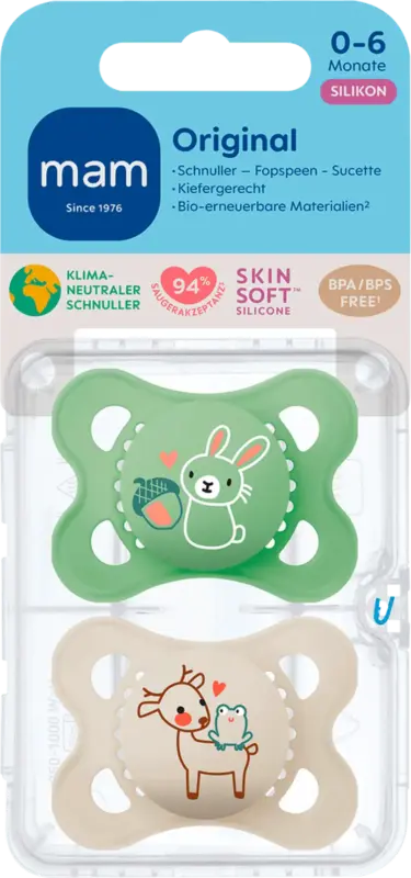 MAM Original Pure Schnuller 0-6 Monate grün/beige