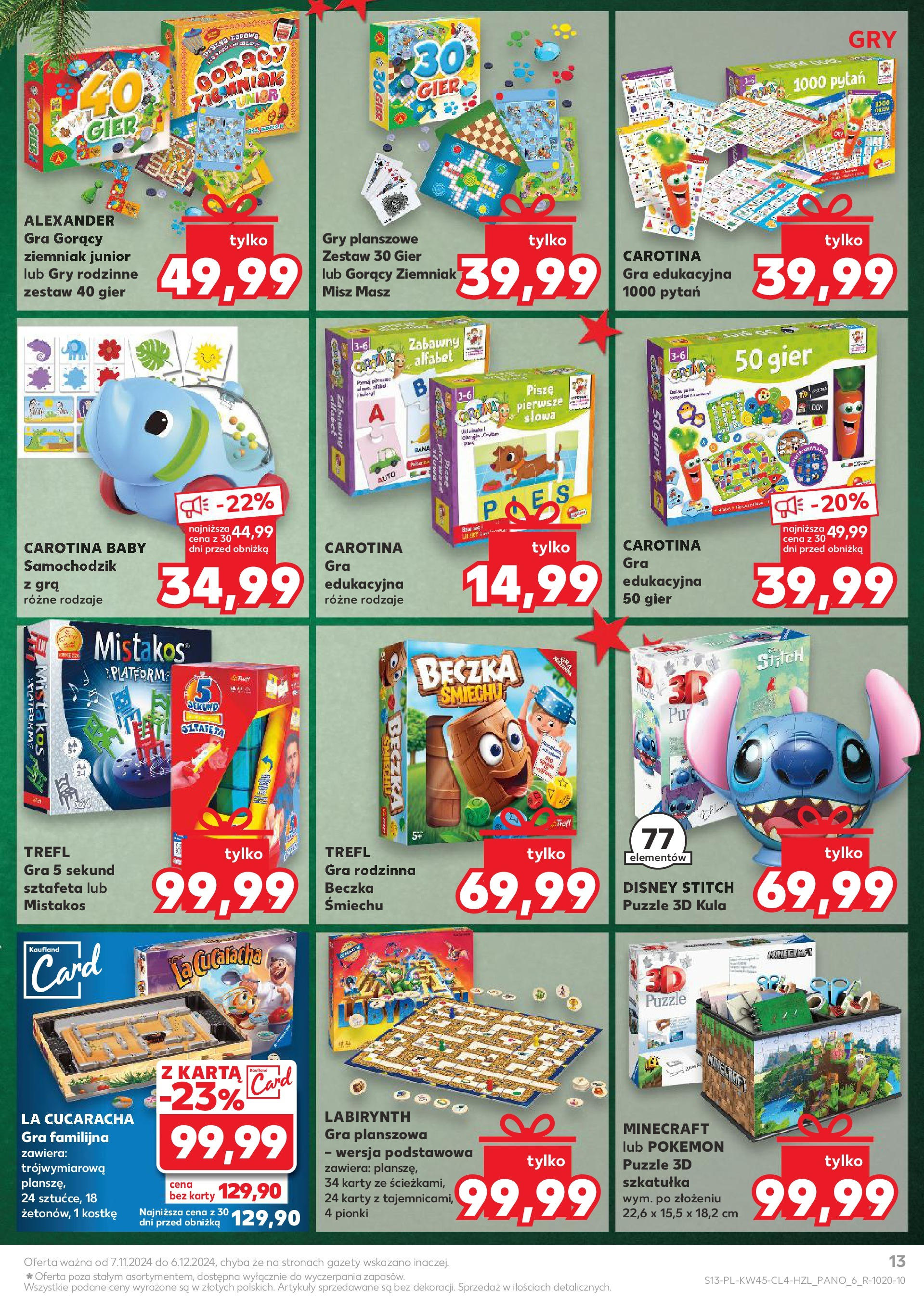 Kaufland gazetka - Zabawki od 07.11.2024 - od jutra PDF | Strona: 13 | Produkty: Karta, Gra, Gry