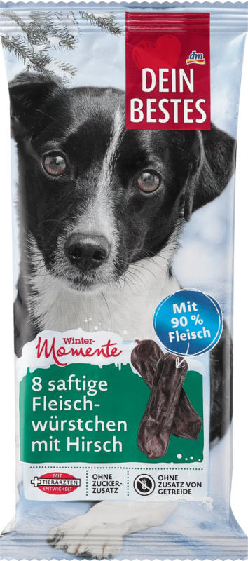 Dein Bestes Snack für Hunde, saftige Würstchen mit Hirsch, Wintermomente (8 Stück)