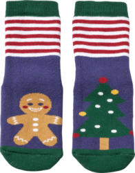 PUSBLU Stoppersocken mit Weihnachts-Motiv, blau & rot, Gr. 23/24