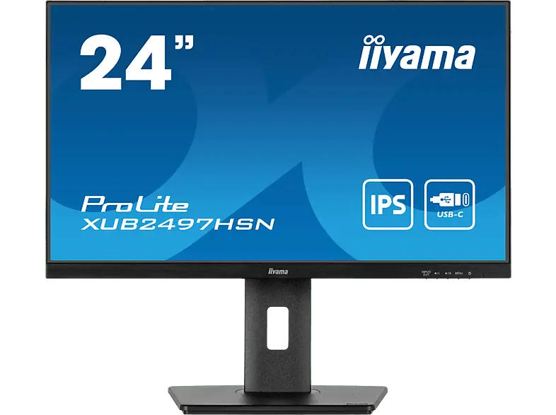 IIYAMA ProLite XUB2497HSN-B1 24’’ (60.5 cm) Monitor, IPS-Panel-Technologie, USB-C Dock und RJ45 (LAN) Anschluss