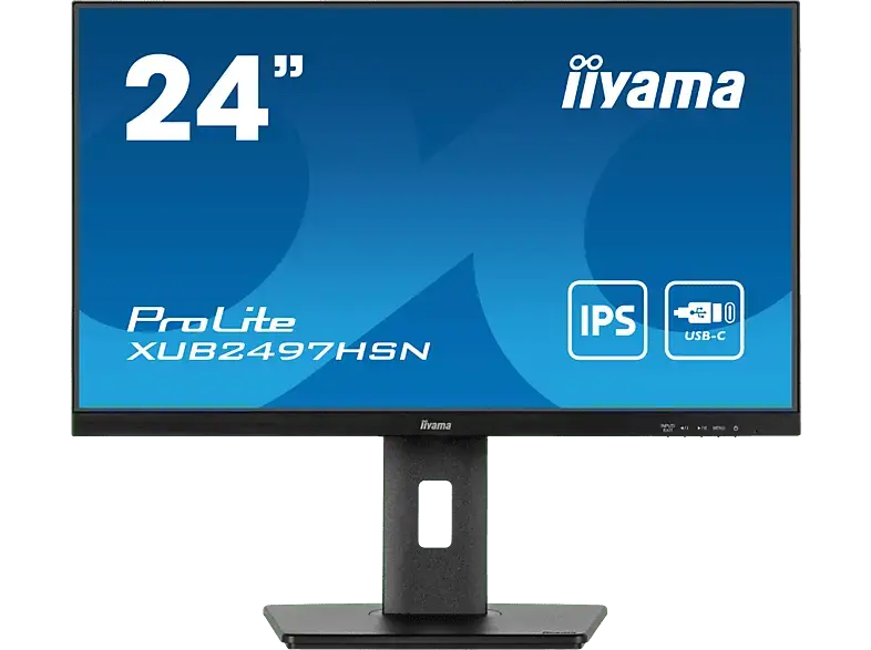 IIYAMA ProLite XUB2497HSN-B1 24’’ (60.5 cm) Monitor für Business, IPS-Panel-Technologie, USB-C Dock und RJ45 (LAN) Anschluss