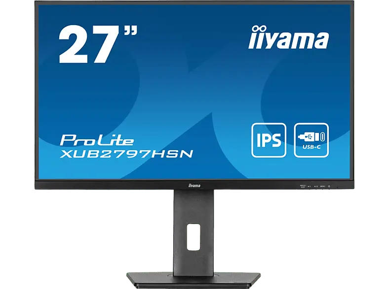 IIYAMA ProLite XUB2797HSN-B1 27’’ (68.5 cm) Monitor mit IPS-Panel-Technologie, USB-C Dock und RJ45 (LAN) Anschluss