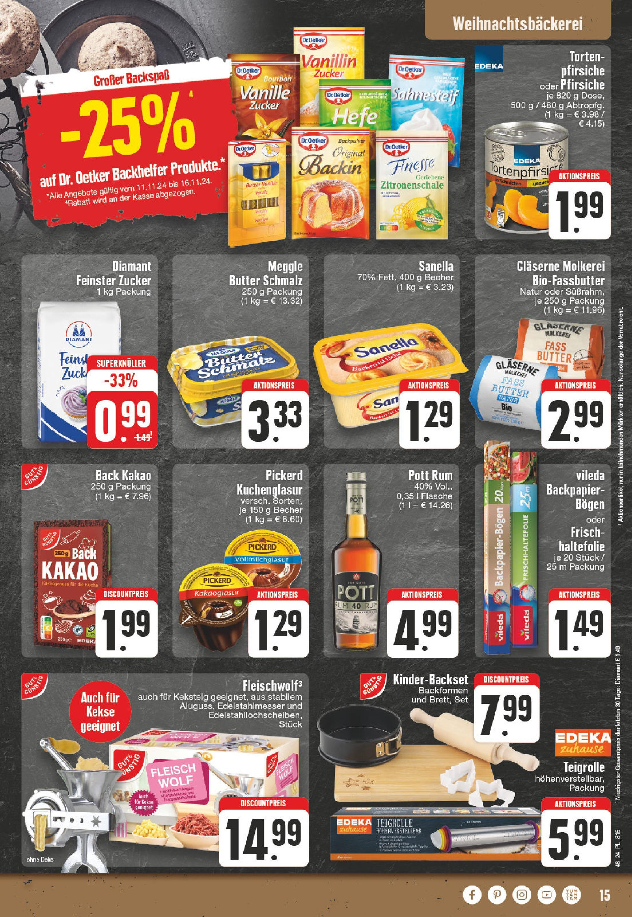 Edeka - E center: Wochenangebote (ab 10.11.2024) » Angebote Online | Seite: 15 | Produkte: Butter, Sanella, Fleisch, Kekse