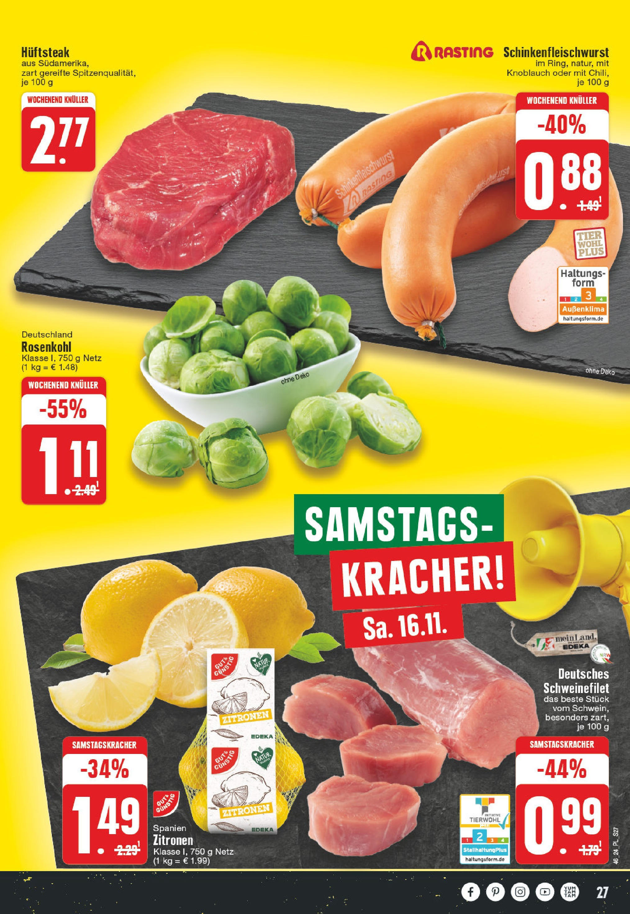 Edeka - E center: Wochenangebote (ab 10.11.2024) » Angebote Online | Seite: 27 | Produkte: Schweinefilet, Knoblauch, Zitronen