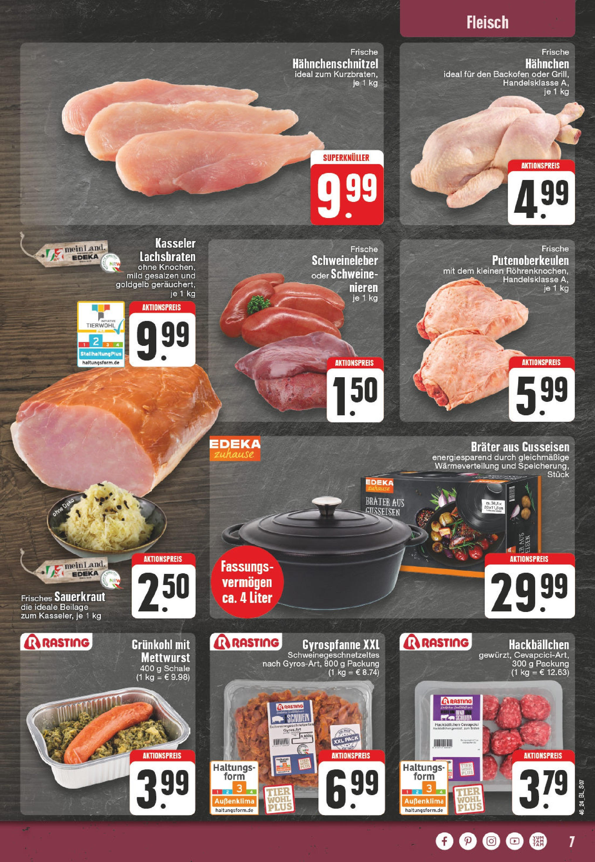 Edeka - E center: Wochenangebote (ab 10.11.2024) » Angebote Online | Seite: 7 | Produkte: Hahnchen, Cevapcici, Backofen, Fleisch