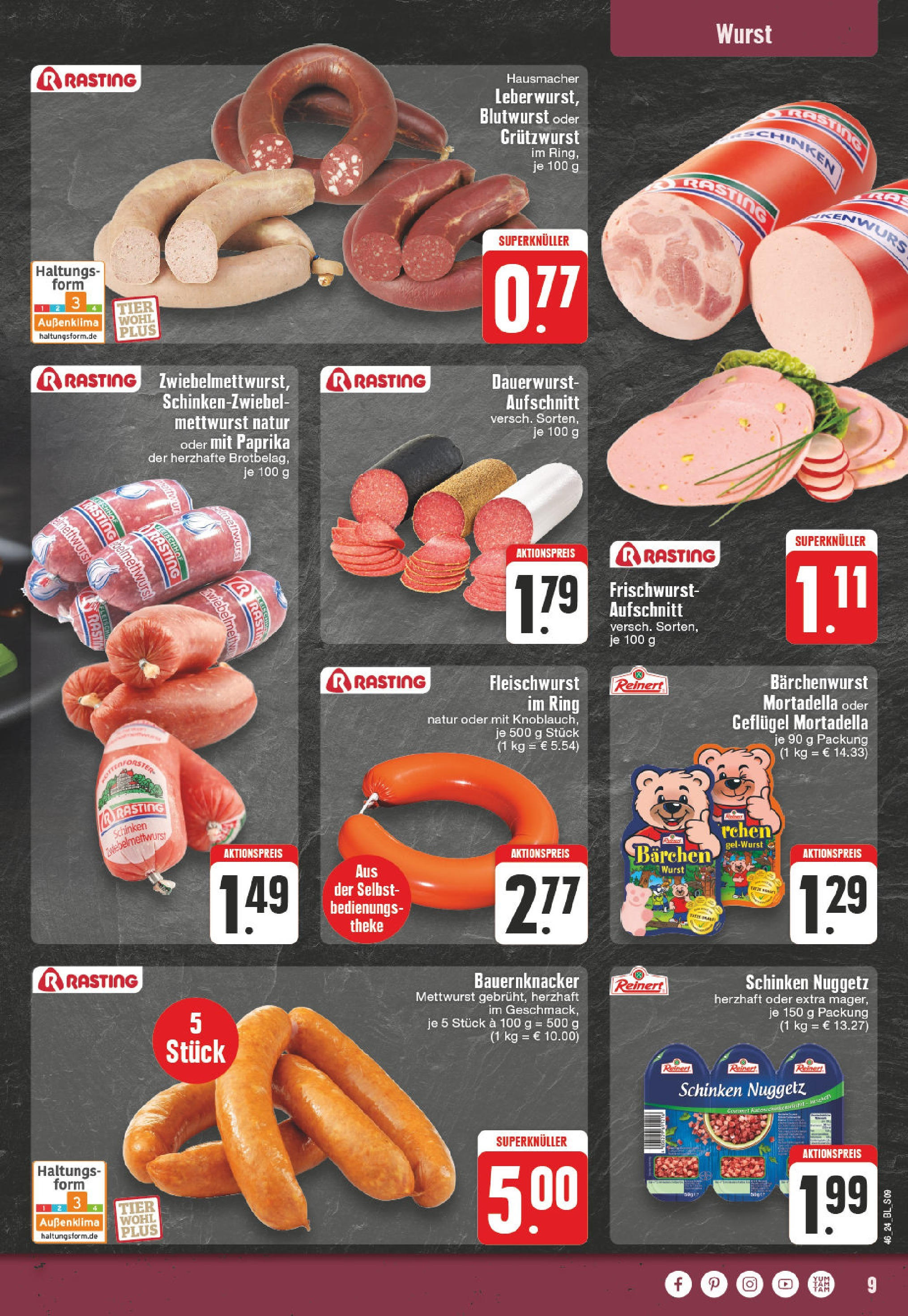 Edeka - E center: Wochenangebote (ab 10.11.2024) » Angebote Online | Seite: 9 | Produkte: Theke, Paprika, Wurst, Schinken