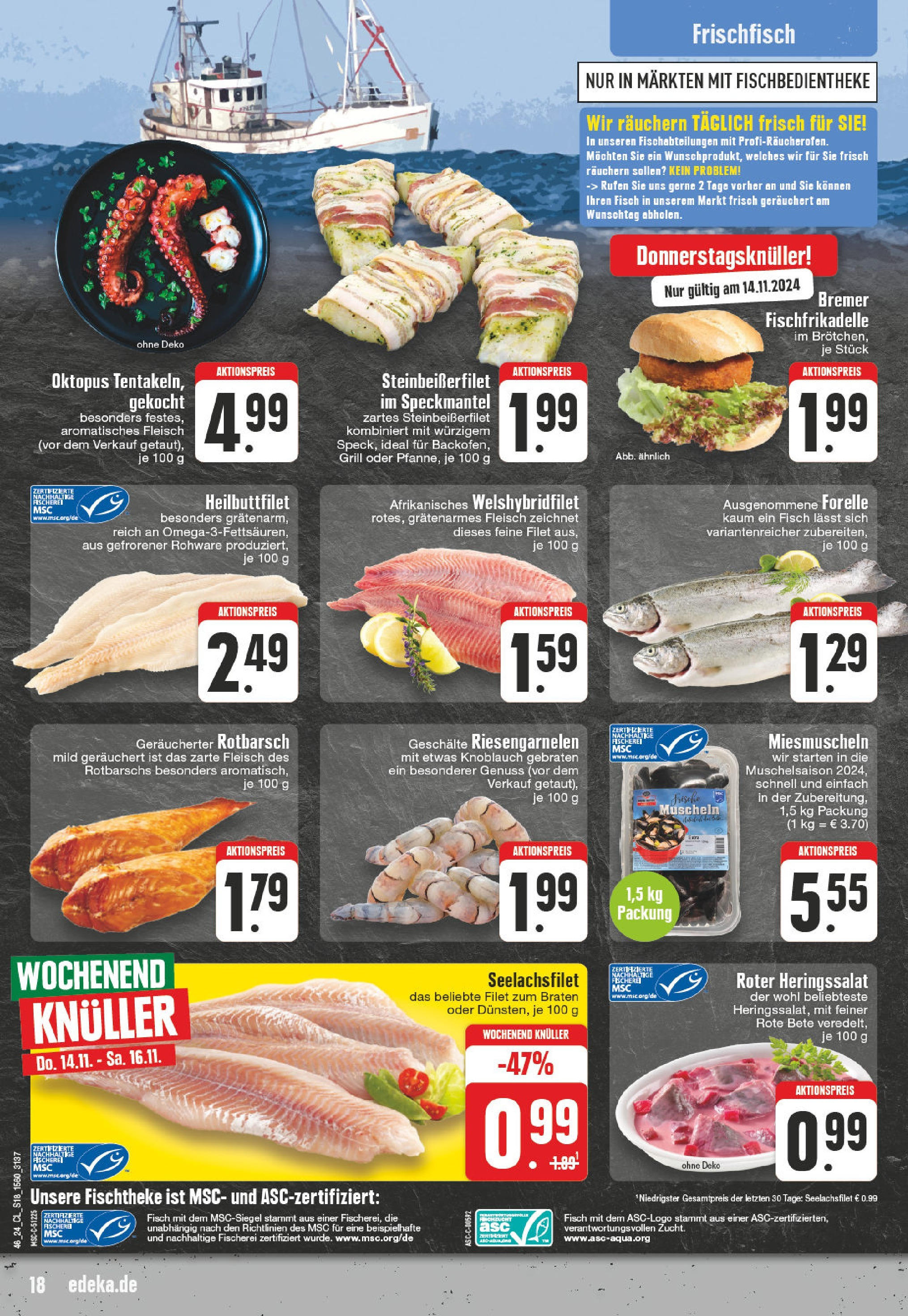 Edeka - E center: Wochenangebote (ab 10.11.2024) » Angebote Online | Seite: 18 | Produkte: Grill, Fisch, Knoblauch, Fleisch