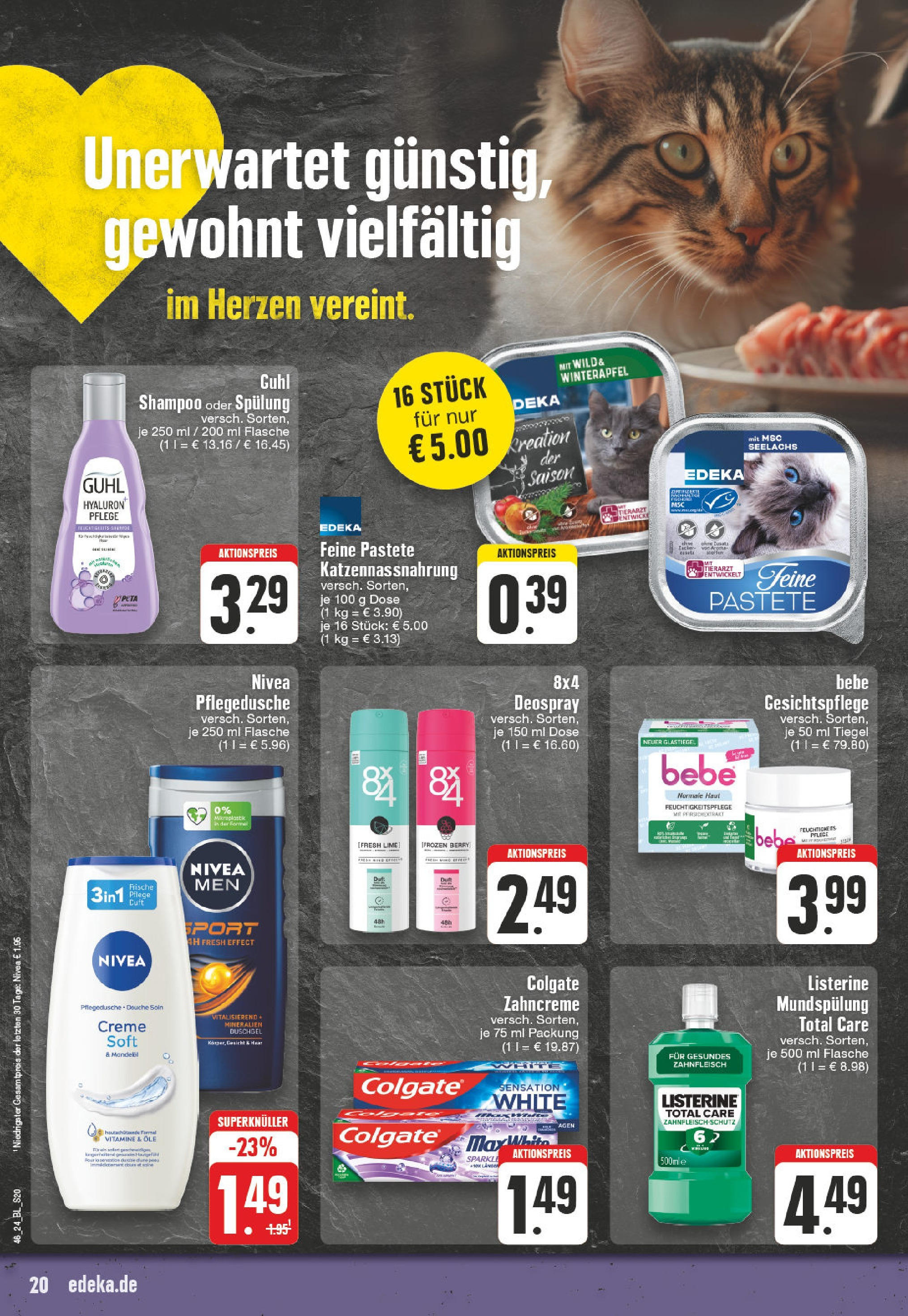 Edeka - E center: Wochenangebote (ab 10.11.2024) » Angebote Online | Seite: 20 | Produkte: Shampoo, Spülung, Duschgel, Deospray