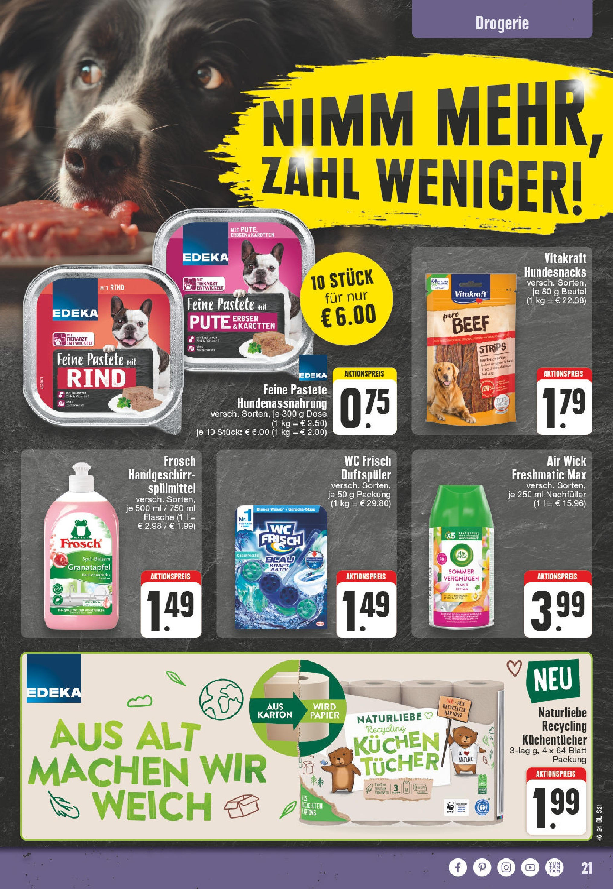 Edeka - E center: Wochenangebote (ab 10.11.2024) » Angebote Online | Seite: 21 | Produkte: Granatapfel, Wc frisch, Kuchen, Erbsen