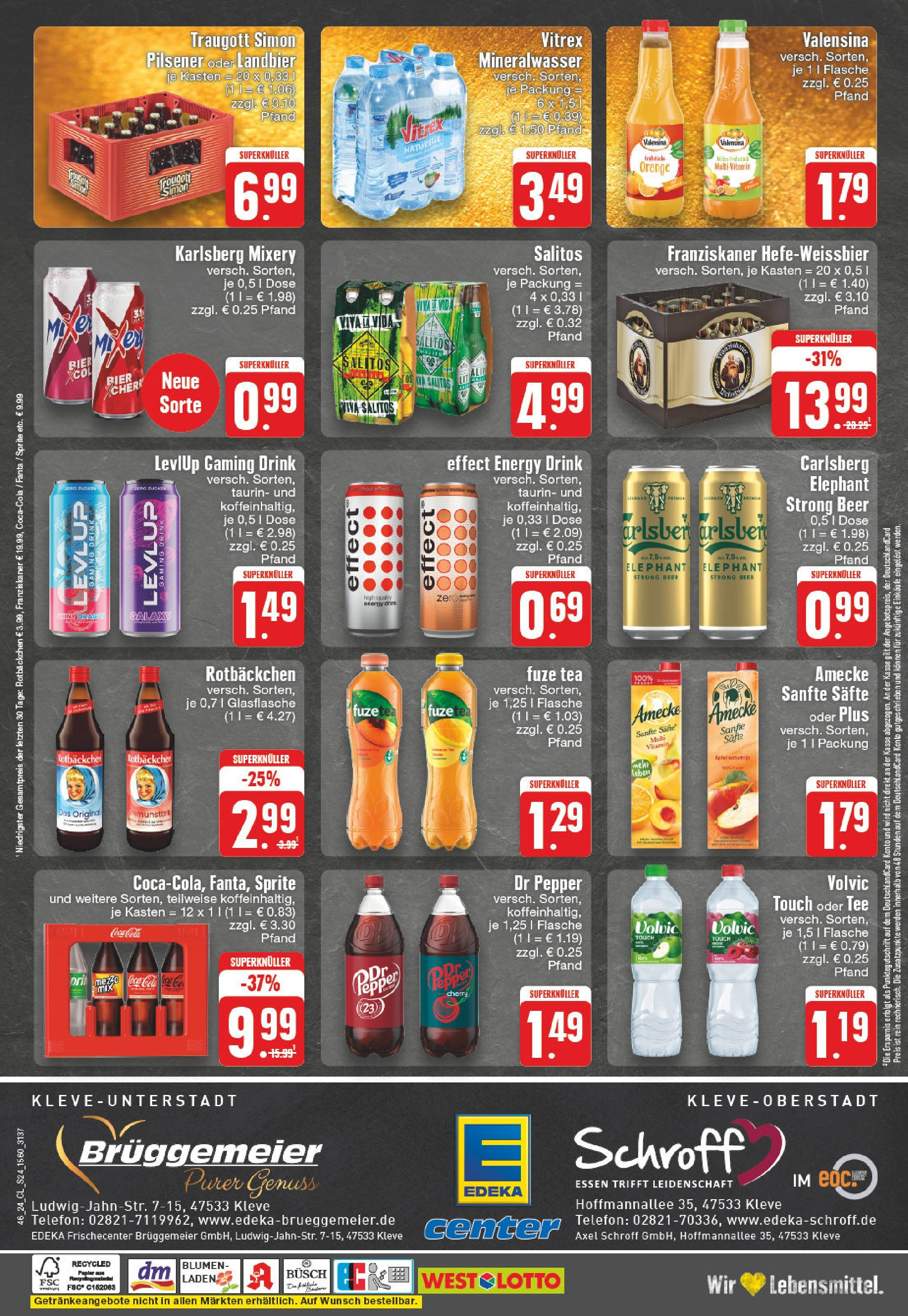 Edeka - E center: Wochenangebote (ab 10.11.2024) » Angebote Online | Seite: 24 | Produkte: Franziskaner, Fuze tea, Mixery, Volvic