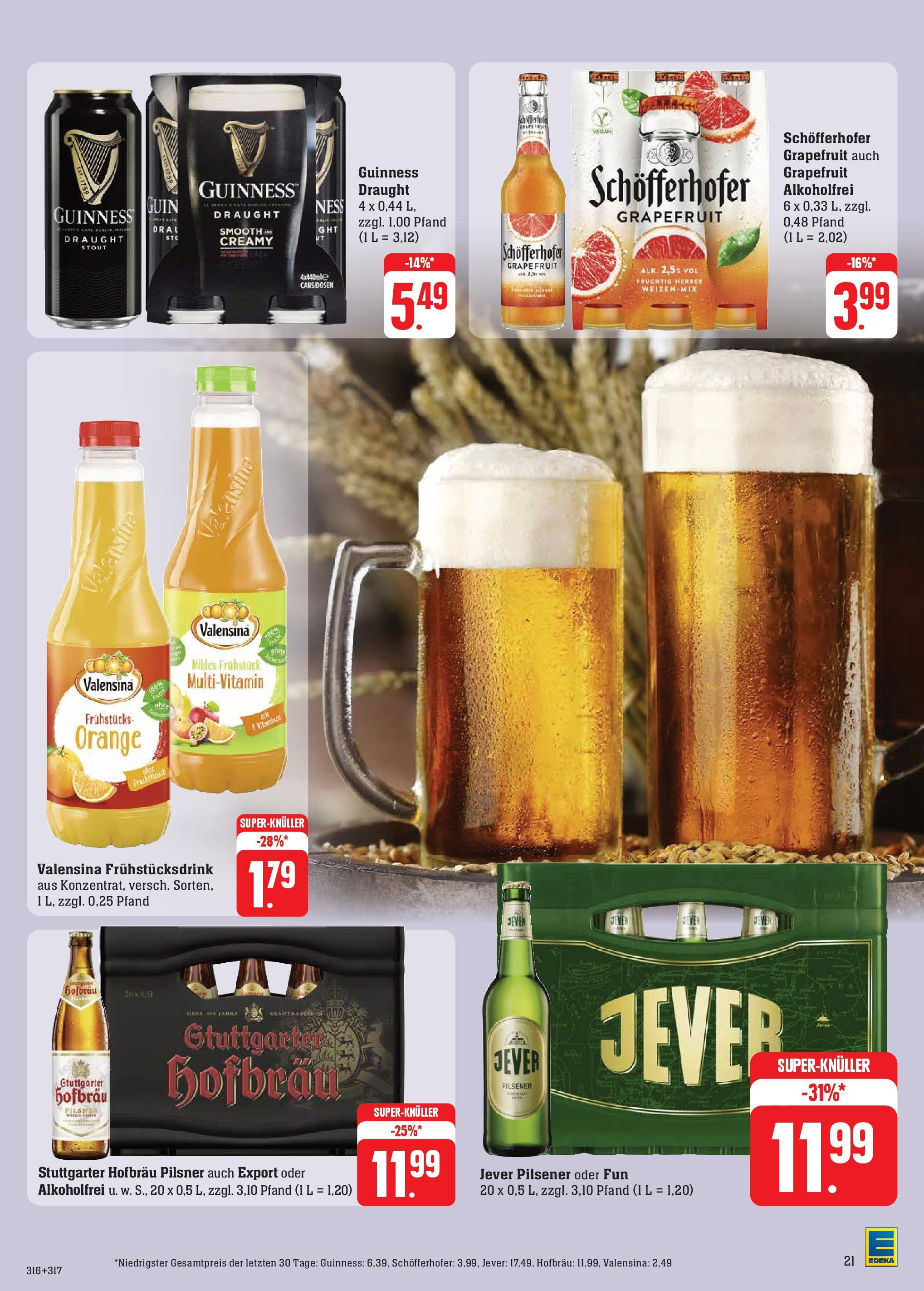 Edeka - EDEKA: Wochenangebote (ab 10.11.2024) » Angebote Online | Seite: 29 | Produkte: Valensina, Grapefruit, Jever