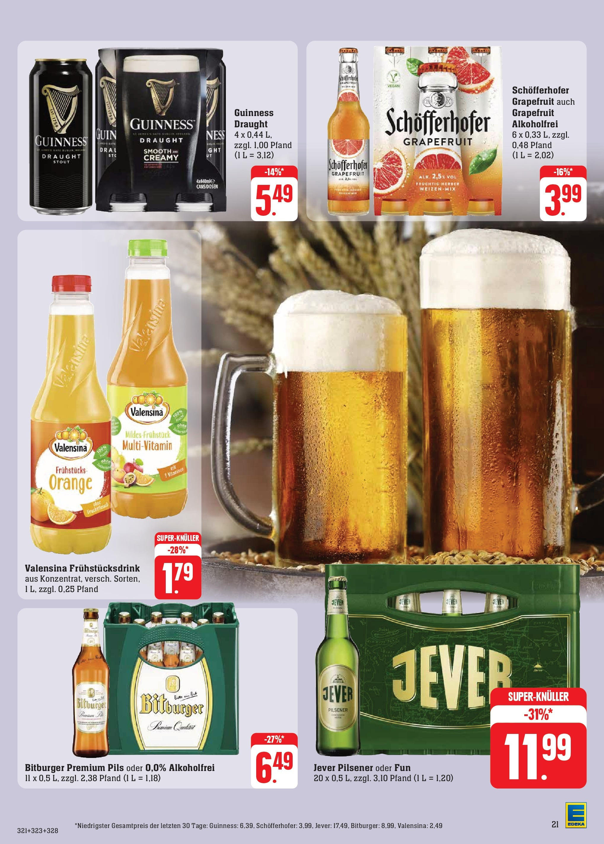 Edeka - EDEKA: Wochenangebote (ab 10.11.2024) » Angebote Online | Seite: 29 | Produkte: Bitburger, Pils, Valensina, Grapefruit