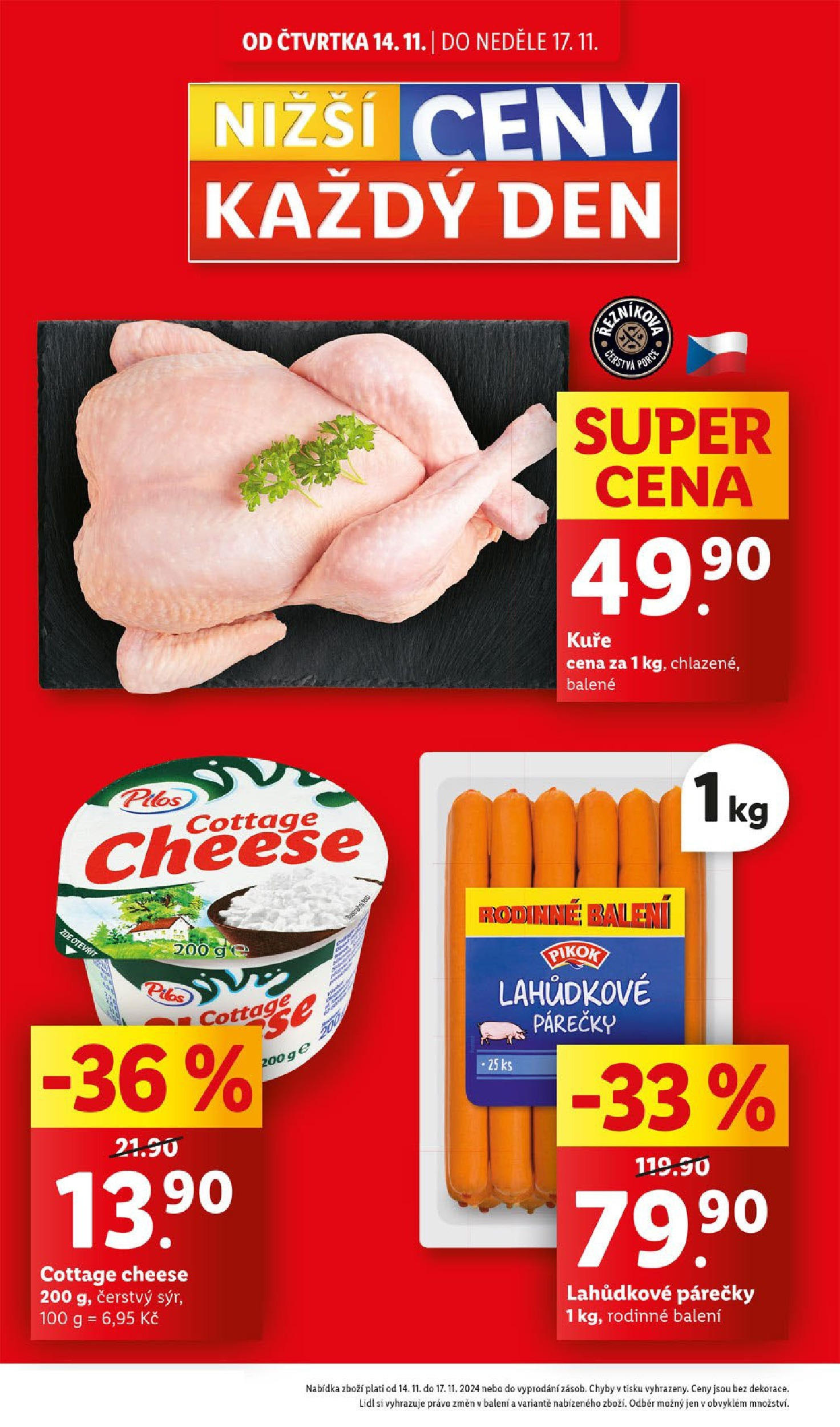 Lidl leták od 14.11.2024 - Nový akční leták | Strana: 2 | Produkty: Kuře, Cottage cheese, Cottage, Pikok