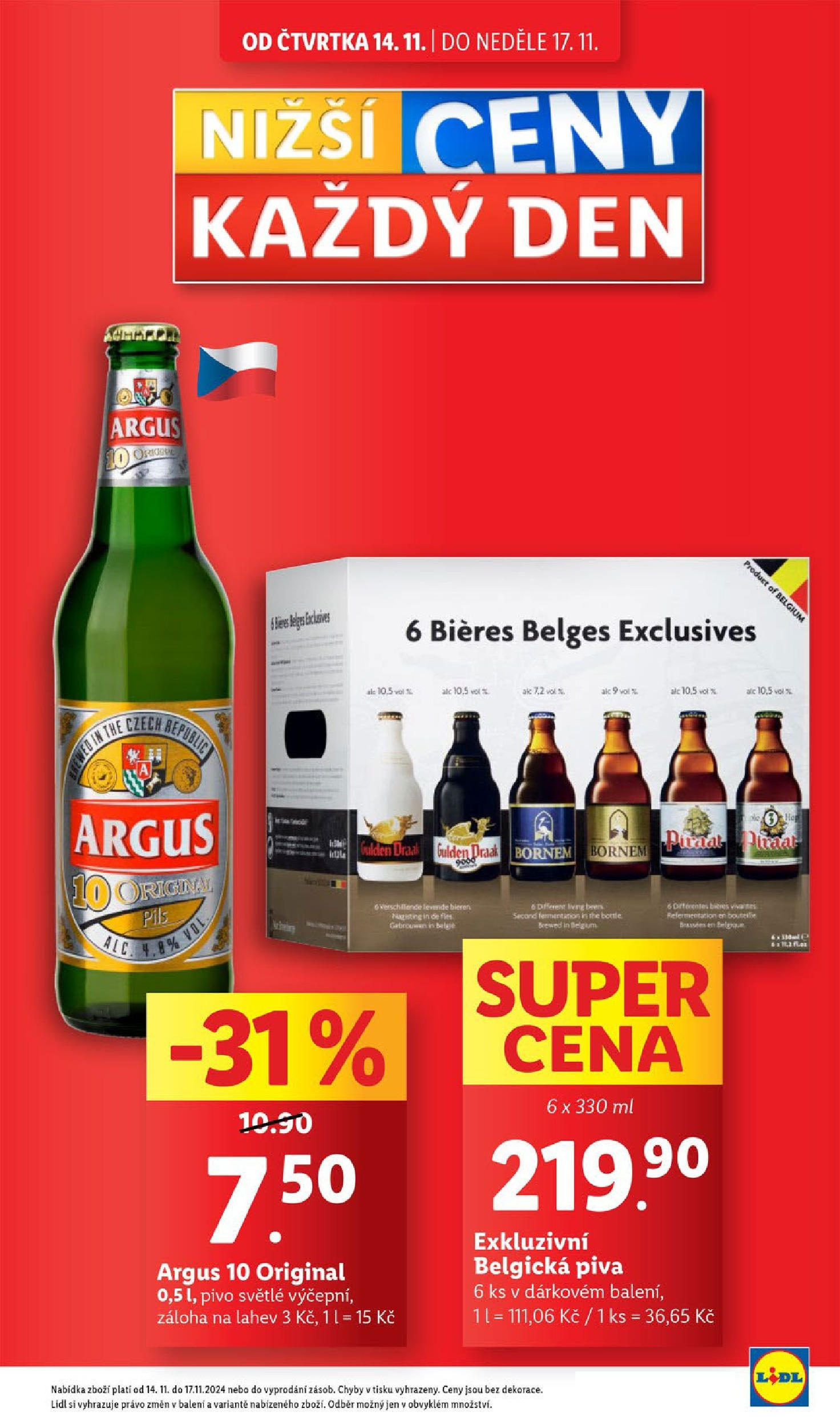 Lidl leták od 14.11.2024 - Nový akční leták | Strana: 9 | Produkty: Pivo, Argus, Láhev