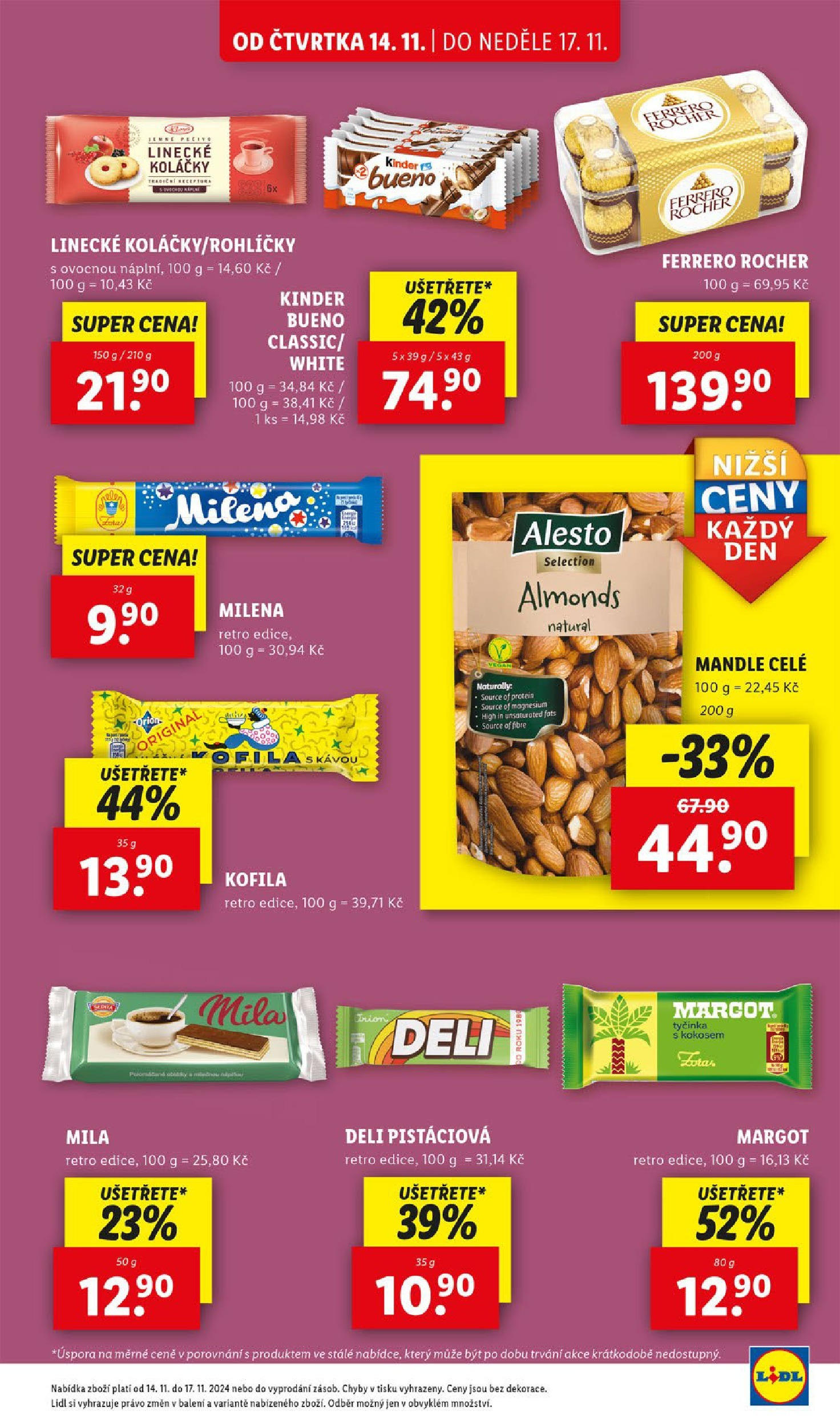 Lidl leták od 14.11.2024 - Nový akční leták | Strana: 33 | Produkty: Pečivo, Mandle, Mila, Protein