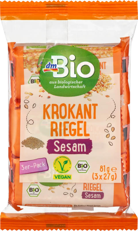 dmBio Krokantriegel, Sesam (3x27 g)