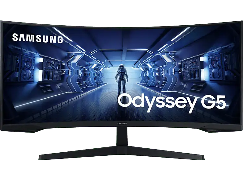 Samsung Odyssey G5 34 Zoll Curved Gaming Monitor, QHD, 1 ms Reaktionszeit, 250 cd/m&sup2;, 165 Hz, Schwarz