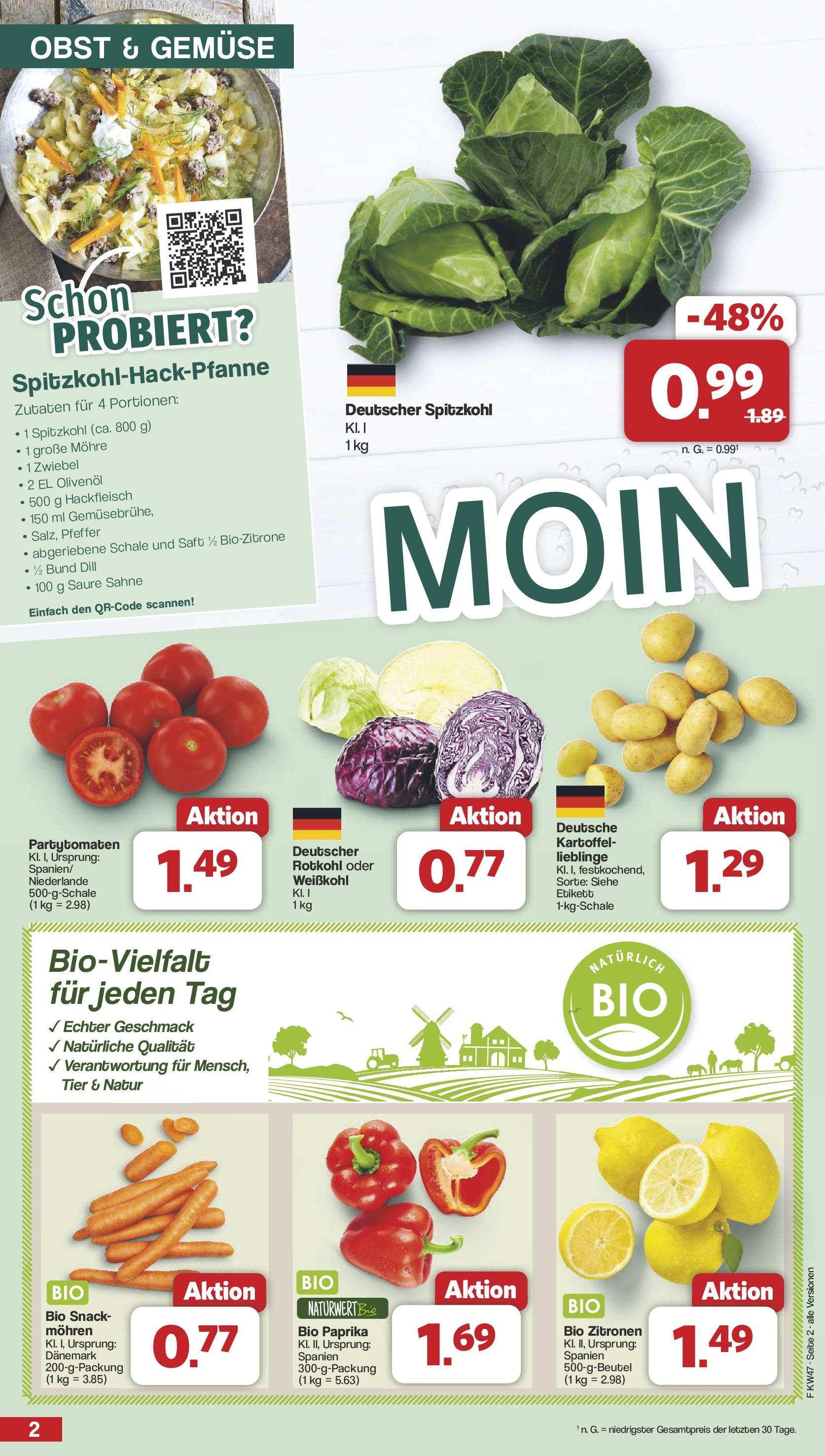 Famila Nordwest Prospekt 	 (ab 18.11.2024) zum Blättern | Seite: 2 | Produkte: Rotkohl, Gemüse, Paprika, Dill