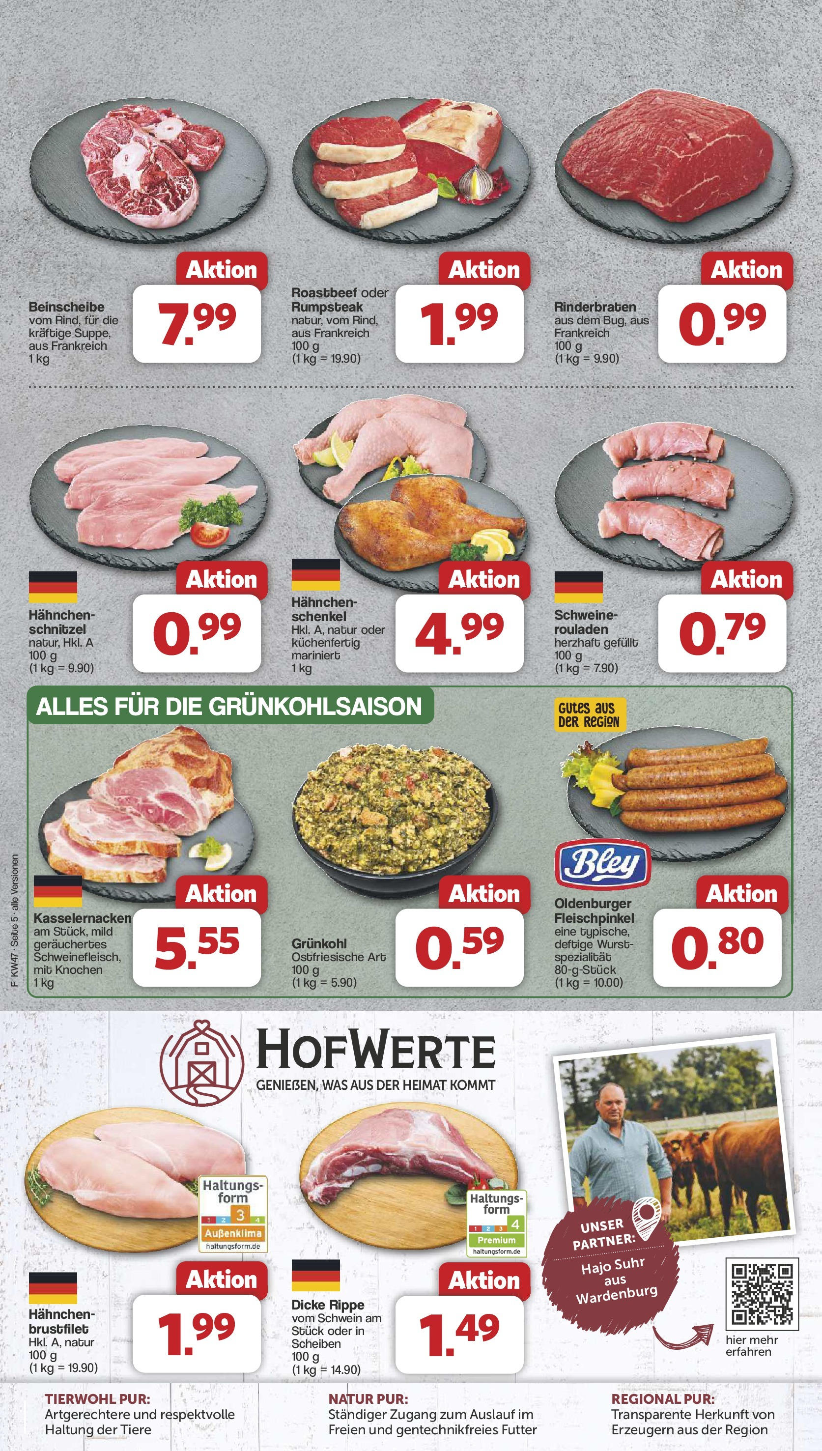 Famila Nordwest Prospekt 	 (ab 18.11.2024) zum Blättern | Seite: 5 | Produkte: Rumpsteak, Hahnchen, Roastbeef, Wurst