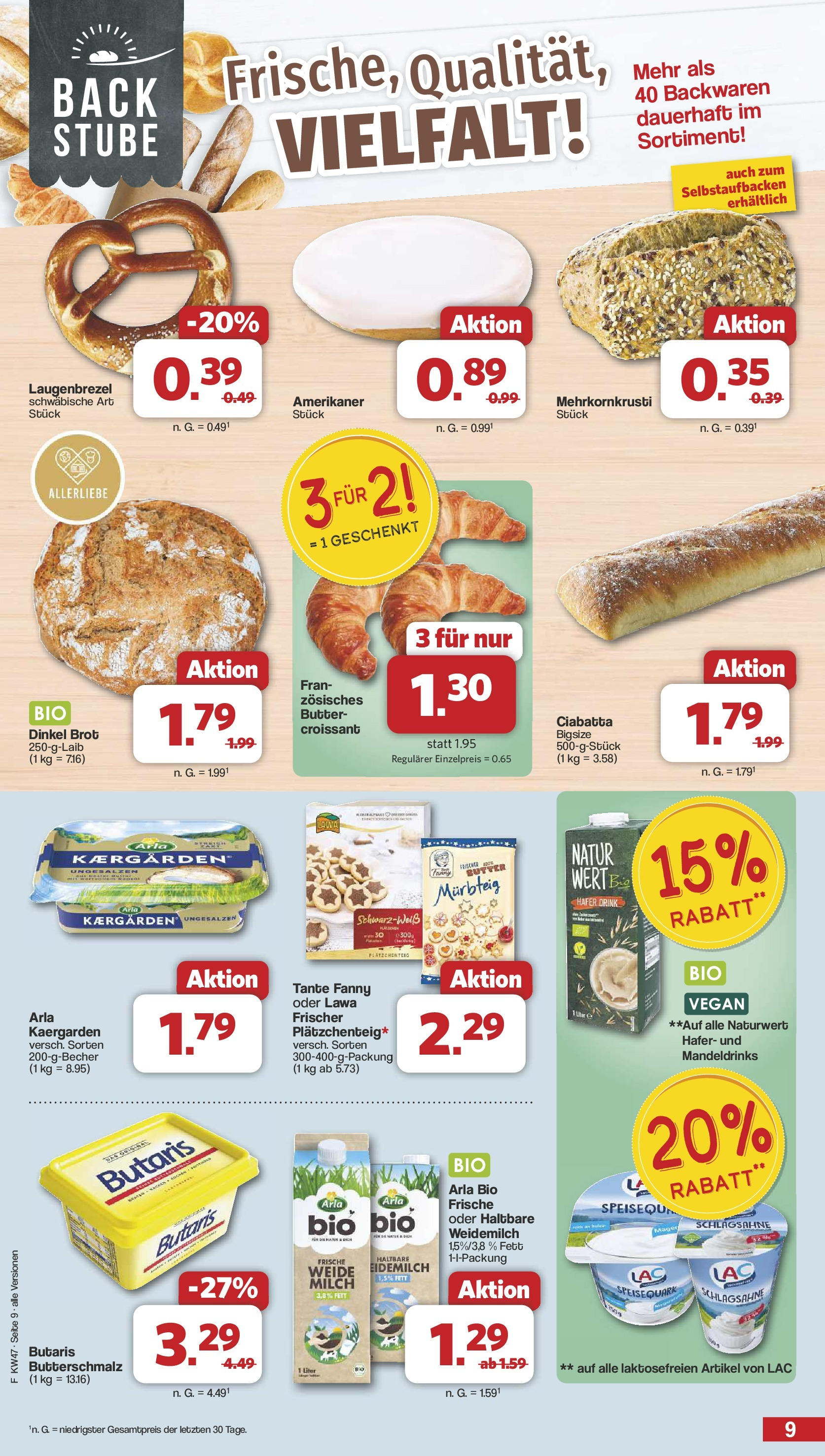 Famila Nordwest Prospekt 	 (ab 18.11.2024) zum Blättern | Seite: 9 | Produkte: Butterschmalz, Milch, Croissant, Speisequark