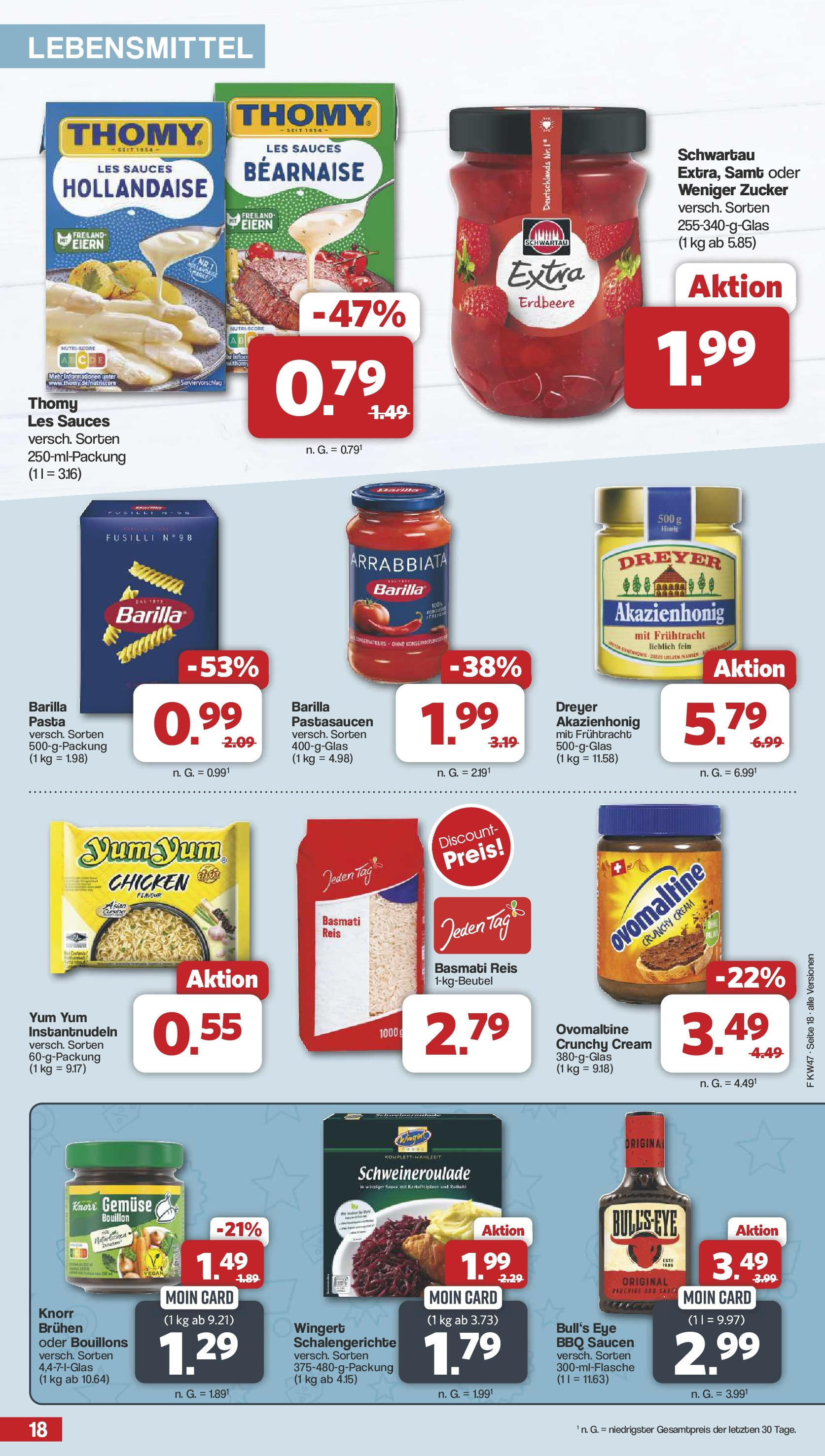 Famila Nordwest Prospekt 	 (ab 18.11.2024) zum Blättern | Seite: 18 | Produkte: Thomy les sauces, Knorr, Gemüse, Pasta