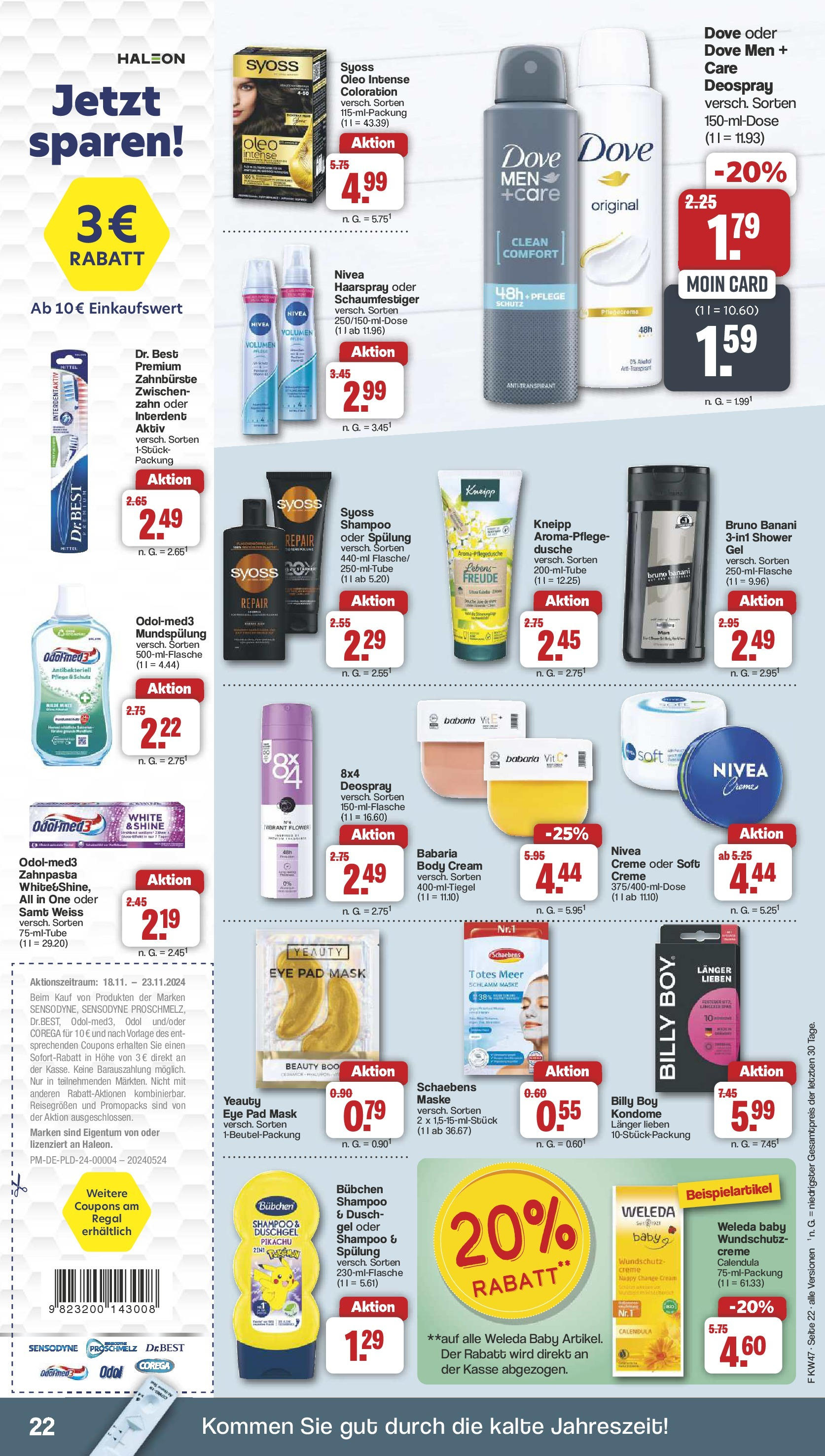 Famila Nordwest Prospekt 	 (ab 18.11.2024) zum Blättern | Seite: 22 | Produkte: Shampoo, Spülung, Haarspray, Body Cream