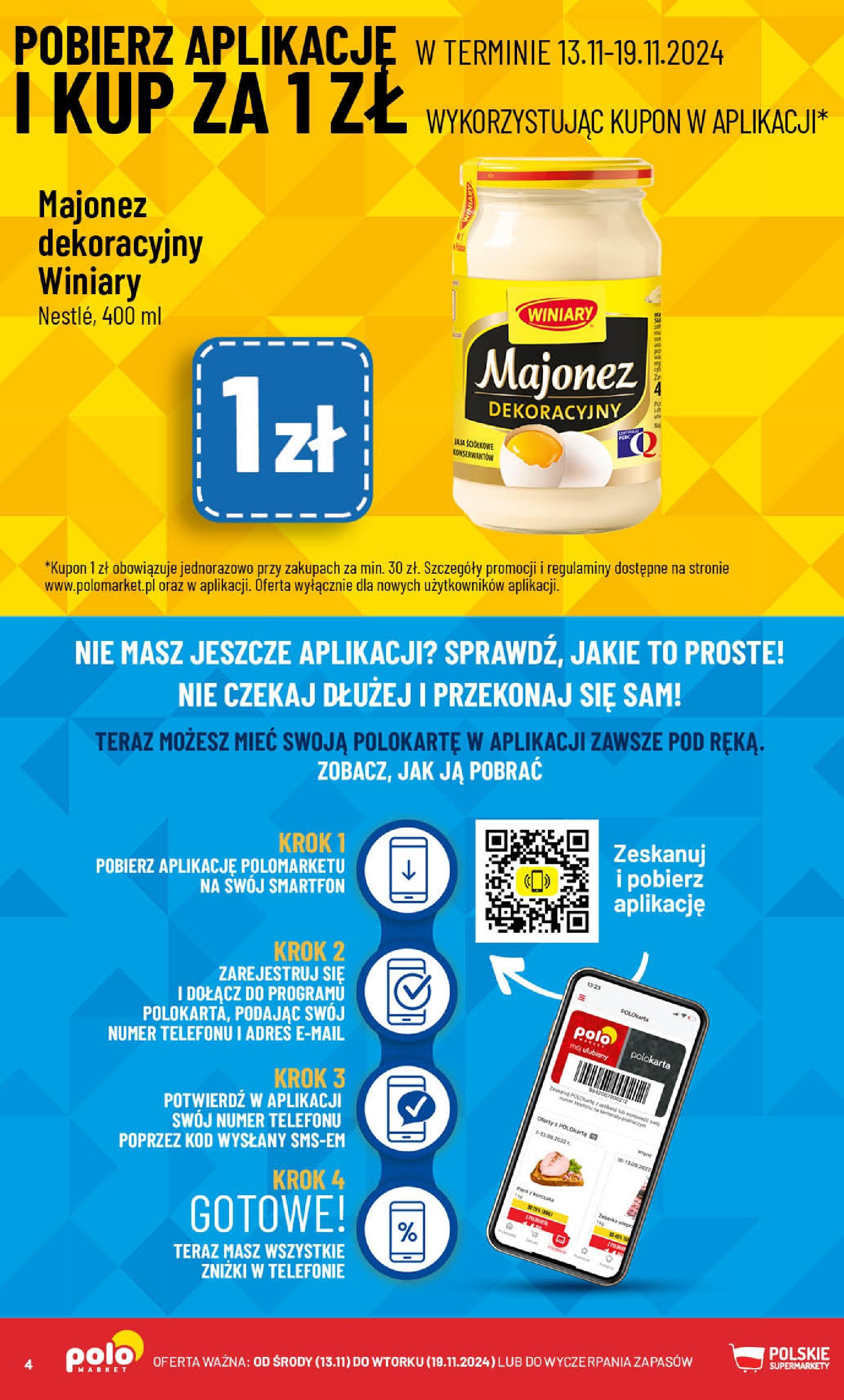 POLOmarket gazetka od jutra (13.11.2024) - Nowa PDF | Strona: 4 | Produkty: Smartfon, Majonez, Jaja