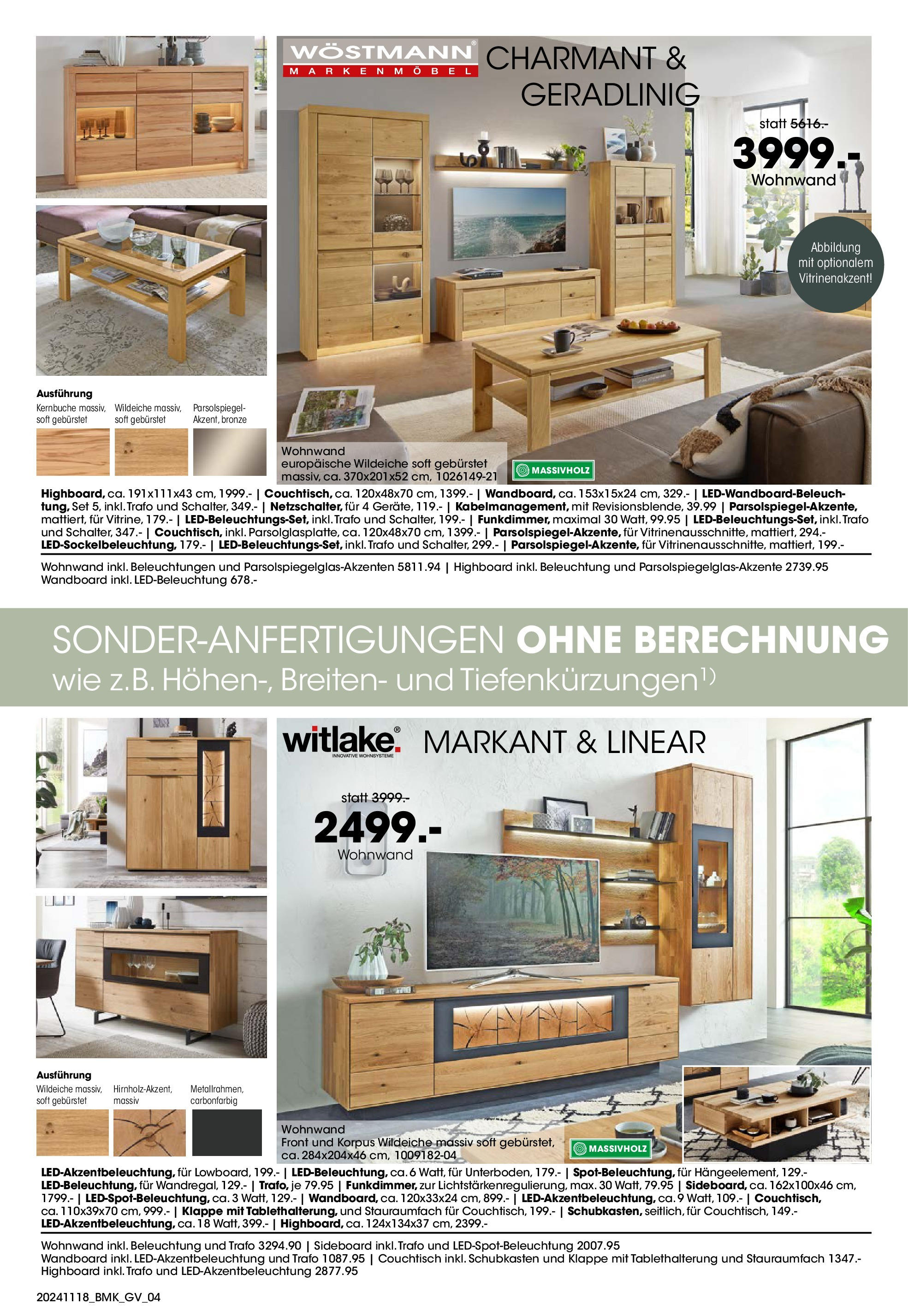 Möbel Martin - Stilvolle Möbel für Ihr Zuhause (ab 18.11.2024) zum Blättern | Seite: 4 | Produkte: Wohnwand, HIghboard, Wandboard, Couchtisch