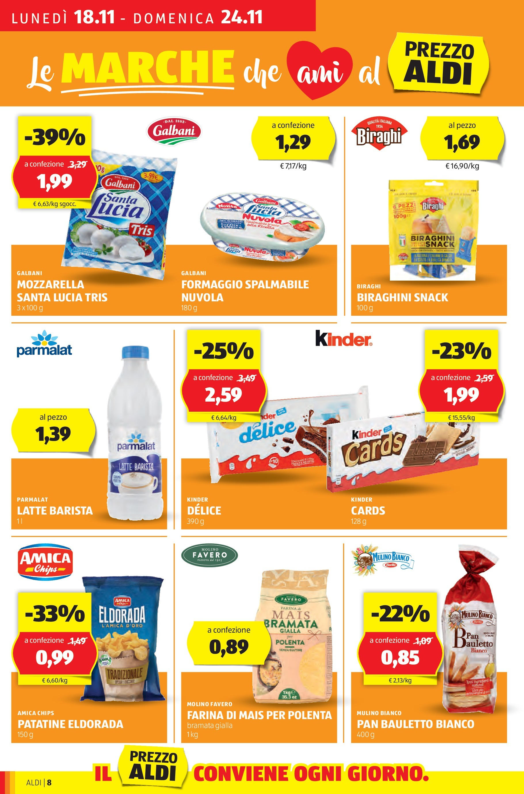 Aldi volantino dal 17/11 > BLACK FRIDAY 2024 | Pagina: 8 | Prodotti: Patatine, Mozzarella, Latte, Mais