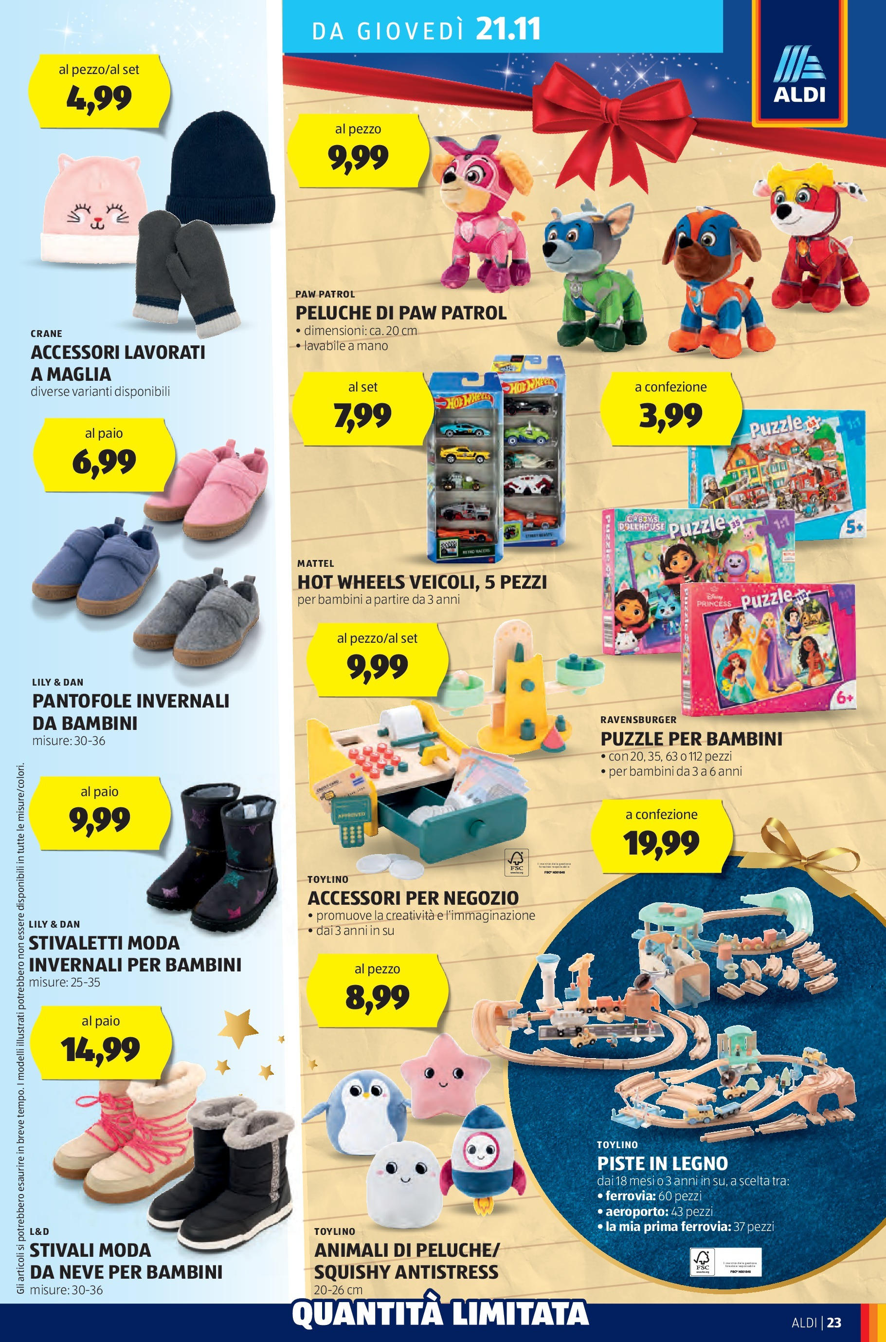 Aldi volantino dal 17/11 > BLACK FRIDAY 2024 | Pagina: 23 | Prodotti: Peluche, Stivali, Pantofole