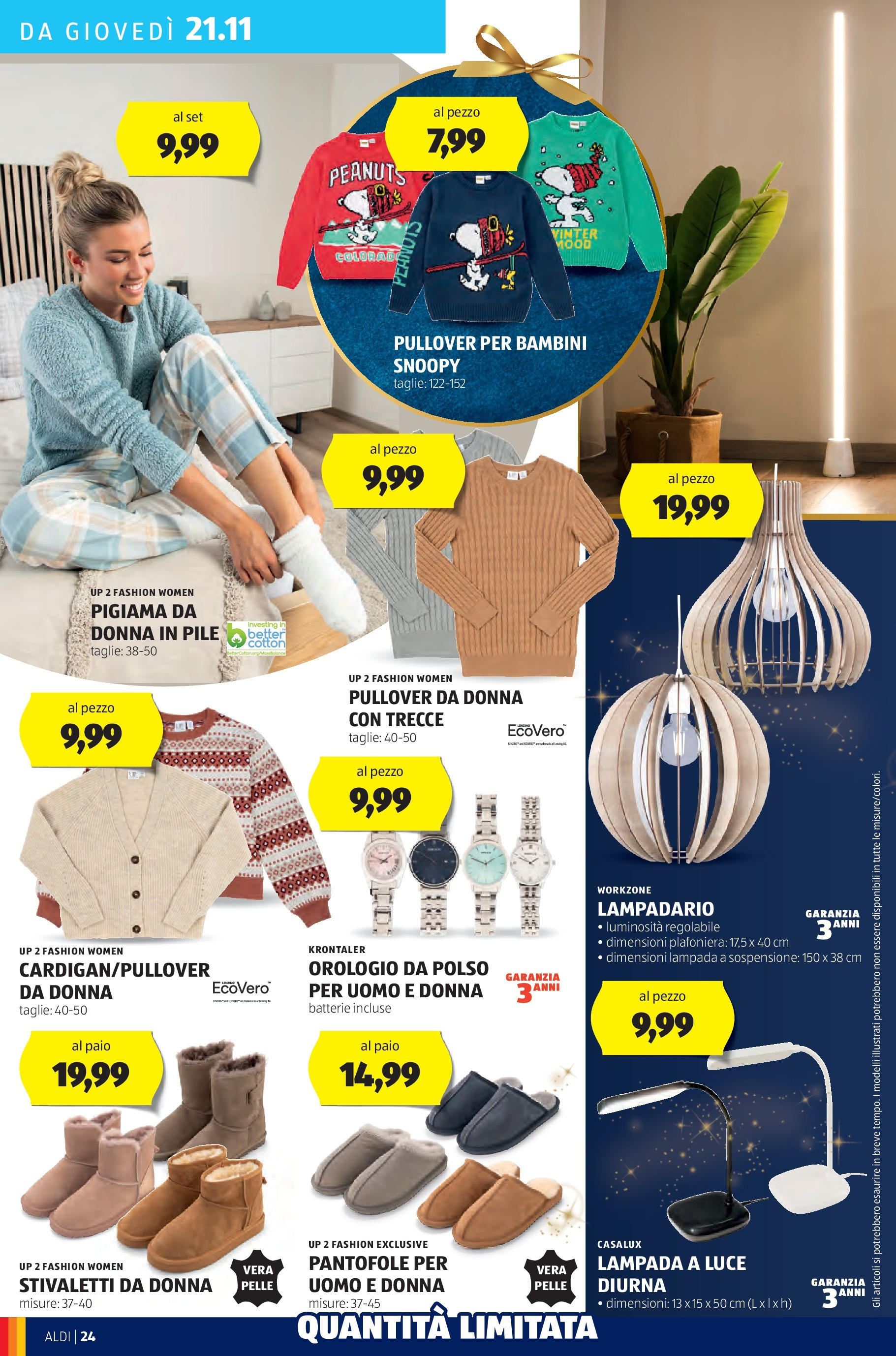 Aldi volantino dal 17/11 > BLACK FRIDAY 2024 | Pagina: 24 | Prodotti: Pile, Pigiama, Pantofole, Orologio