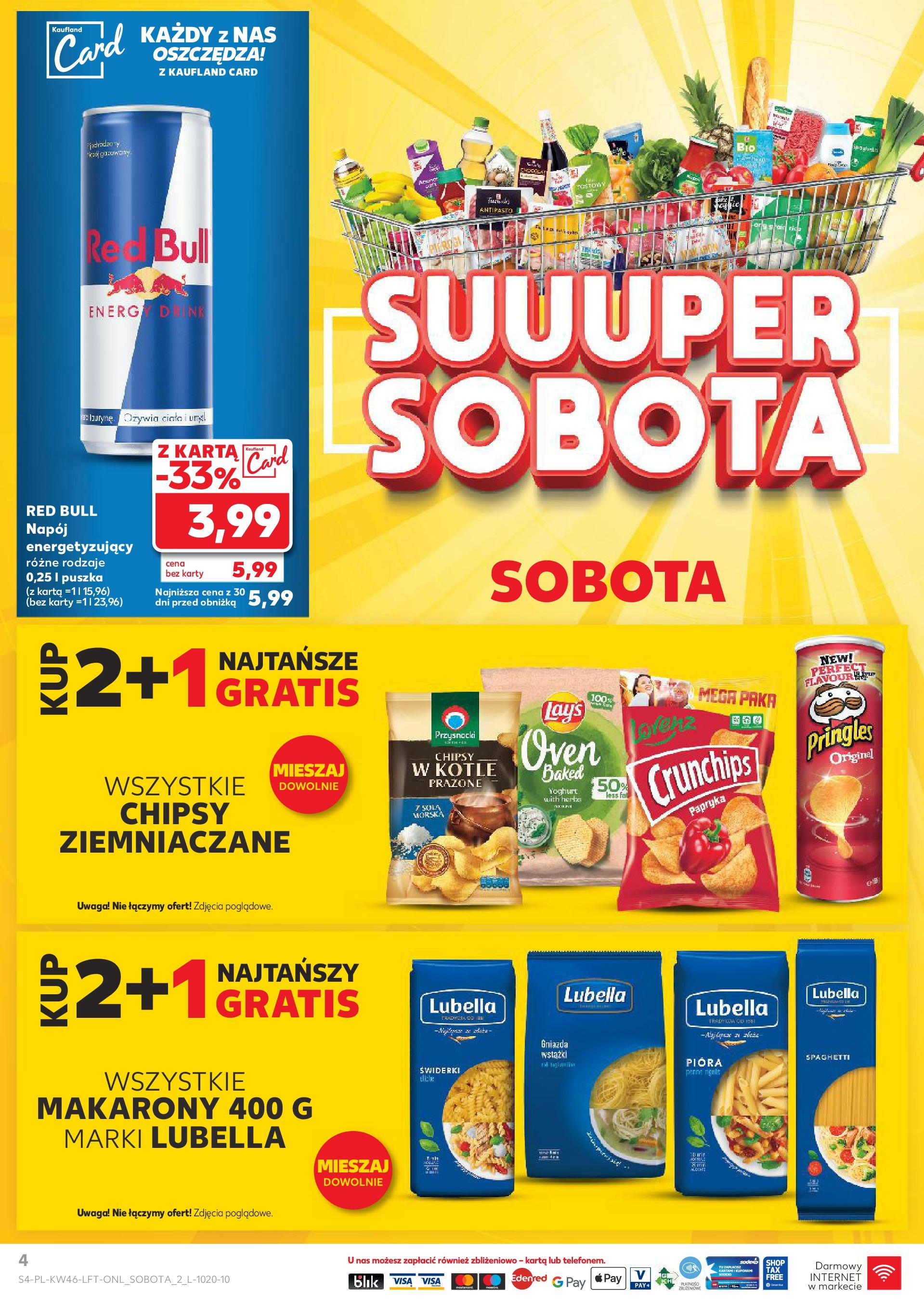 Kaufland gazetka (14.11.2024) od jutra ✳️ BLACK FRIDAY | Strona: 4 | Produkty: Karta, Chipsy, Pringles, Makarony