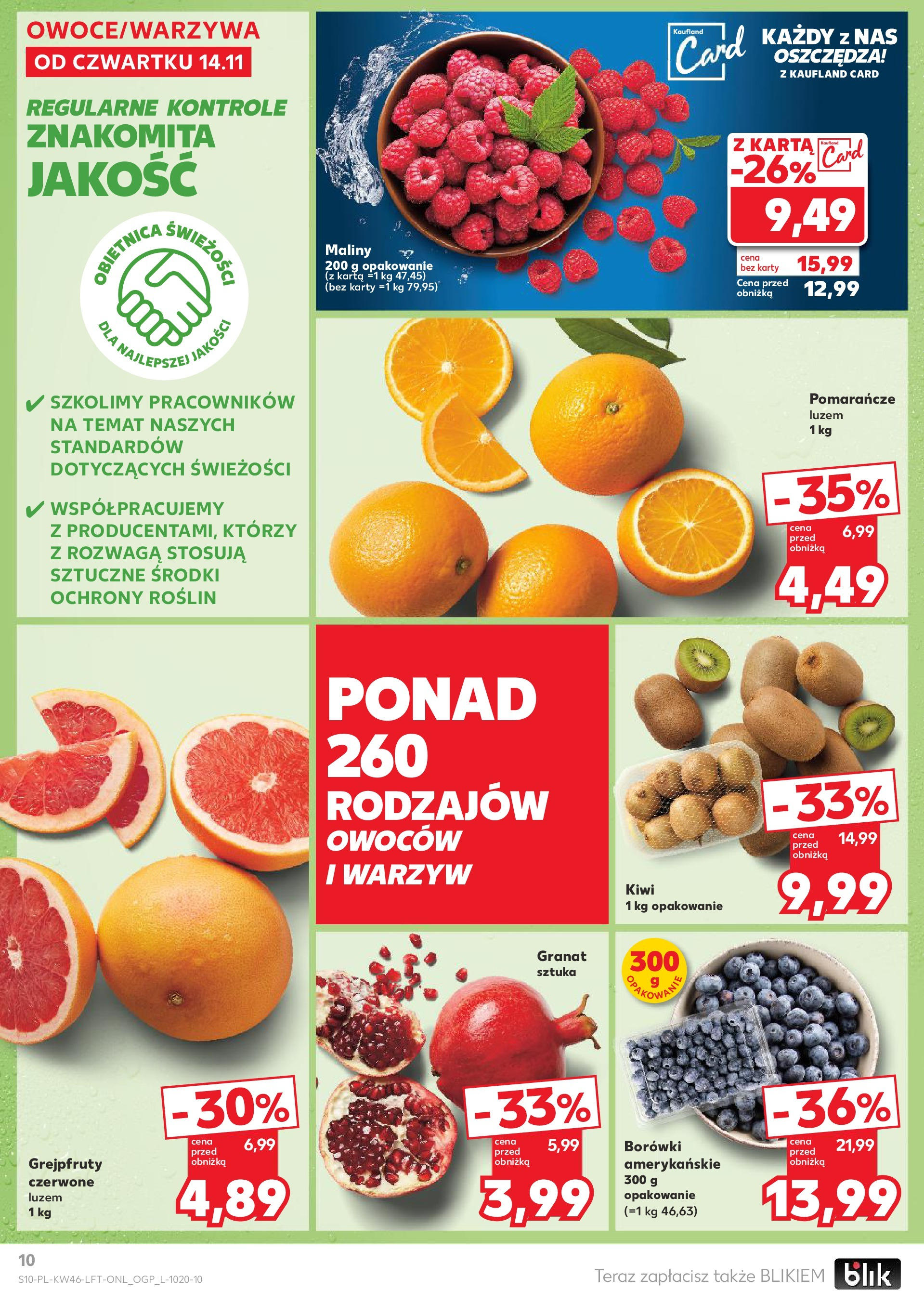 Kaufland gazetka (14.11.2024) od jutra ✳️ BLACK FRIDAY | Strona: 10 | Produkty: Karta, Maliny, Pomarańcze