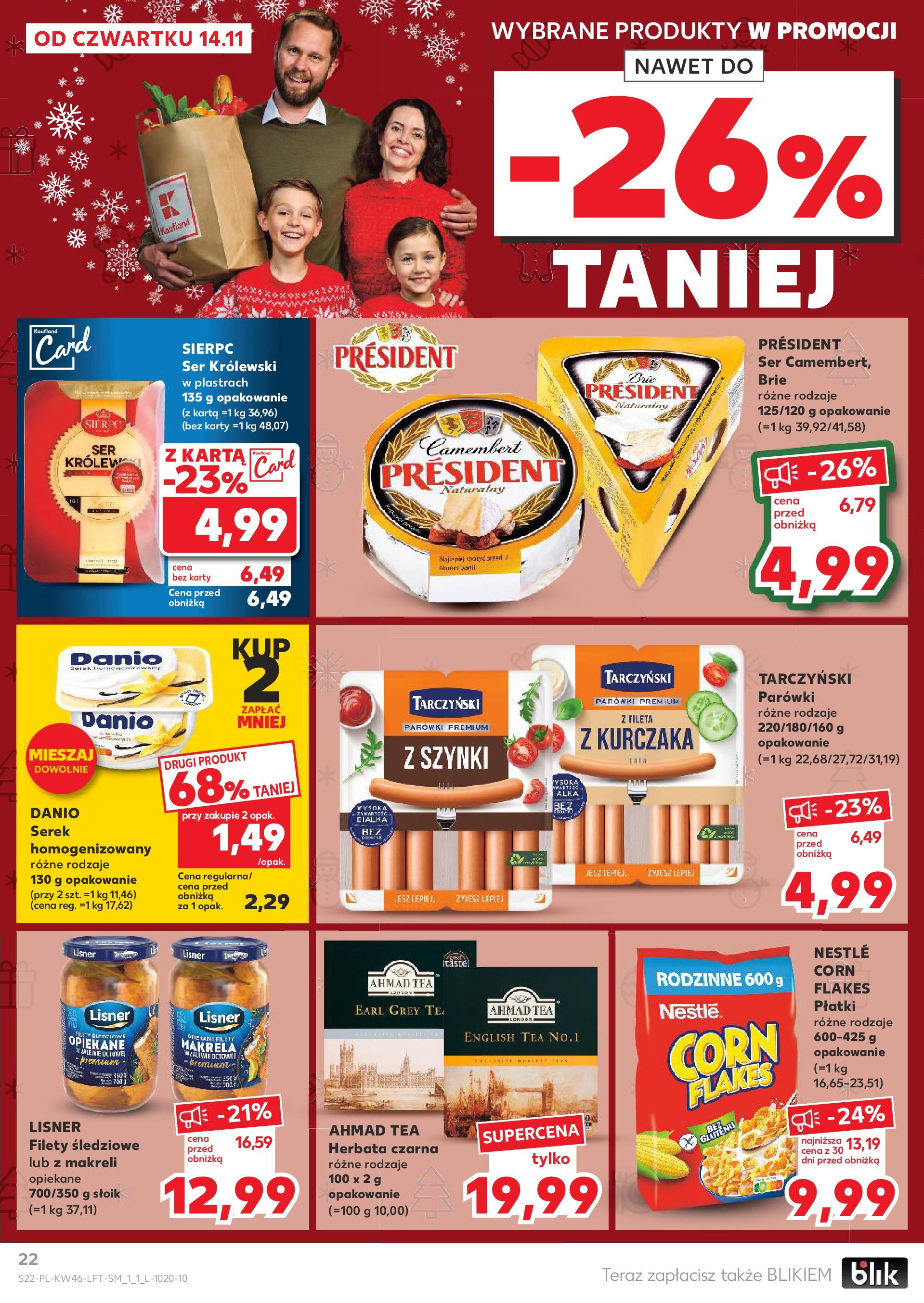 Kaufland gazetka (14.11.2024) od jutra ✳️ BLACK FRIDAY | Strona: 22 | Produkty: Serek, Makrela, Camembert, Ser