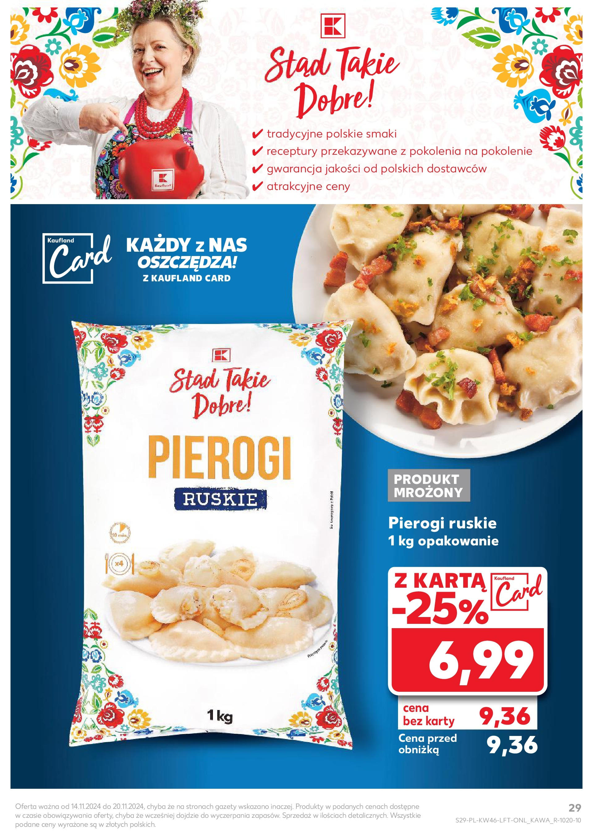 Kaufland gazetka (14.11.2024) od jutra ✳️ BLACK FRIDAY | Strona: 29 | Produkty: Karta, Pierogi