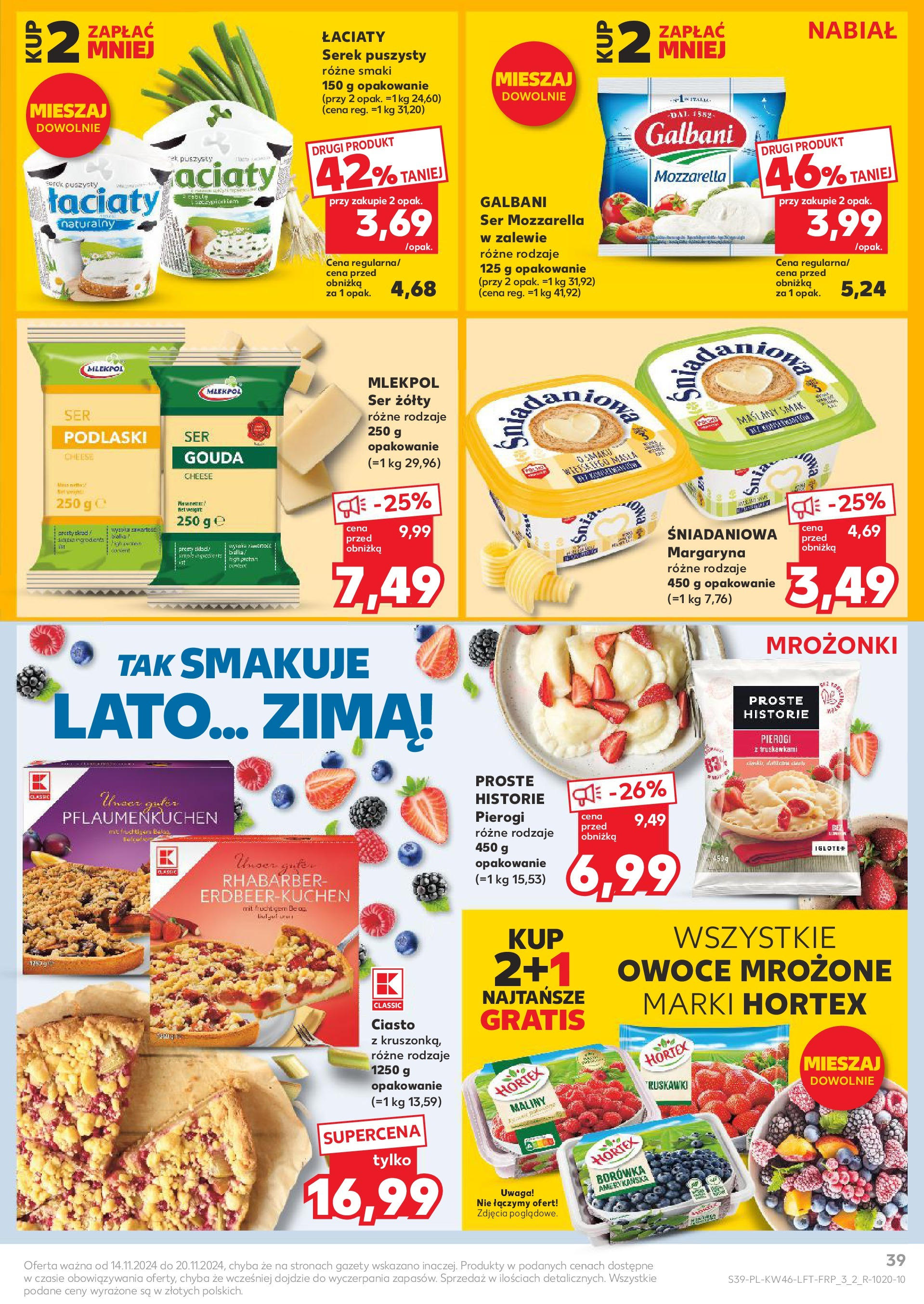 Kaufland gazetka (14.11.2024) od jutra ✳️ BLACK FRIDAY | Strona: 39 | Produkty: Ser żółty, Pierogi, Ciasto, Owoce