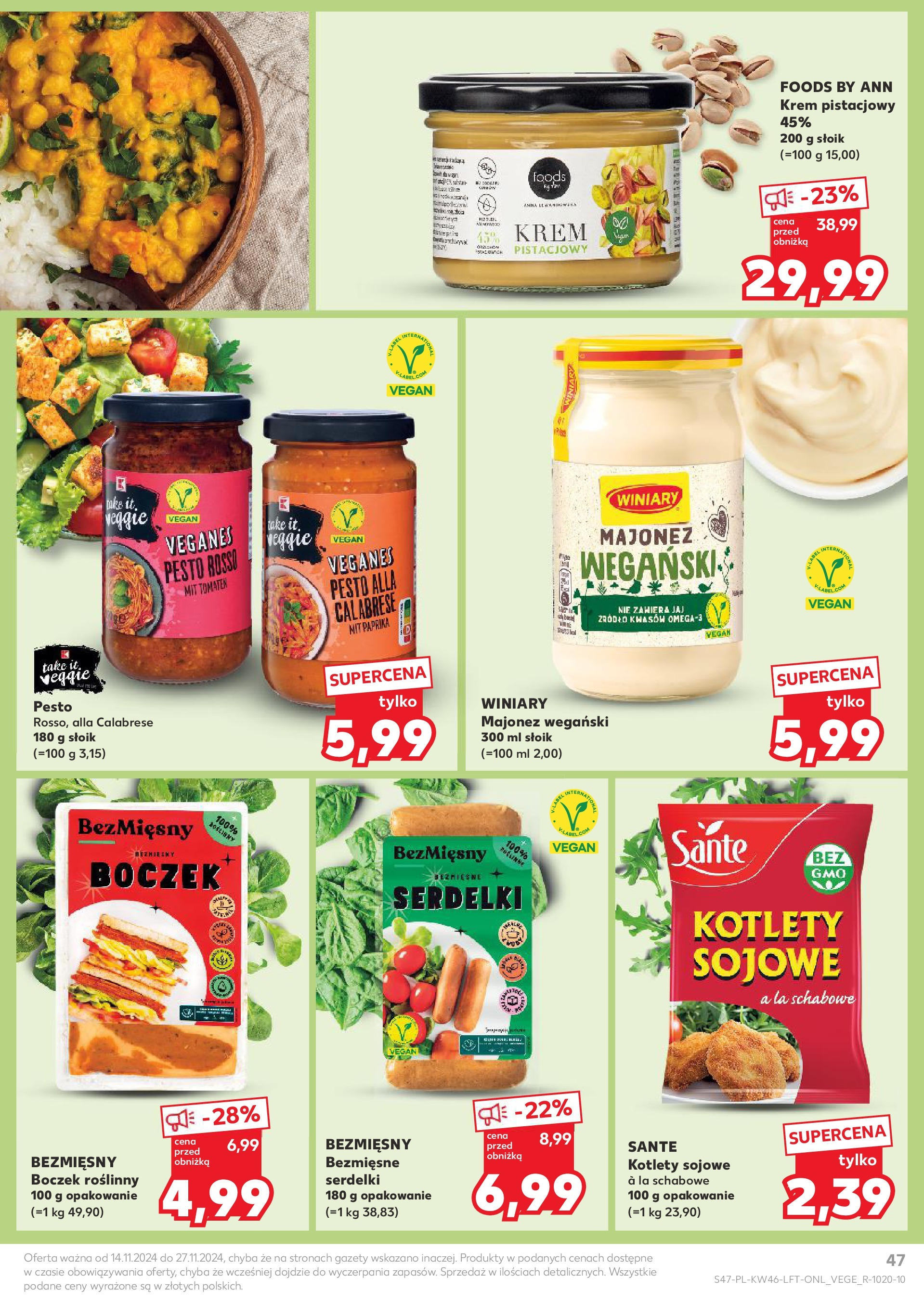 Kaufland gazetka (14.11.2024) od jutra ✳️ BLACK FRIDAY | Strona: 47 | Produkty: Pesto, Boczek, Krem, Majonez