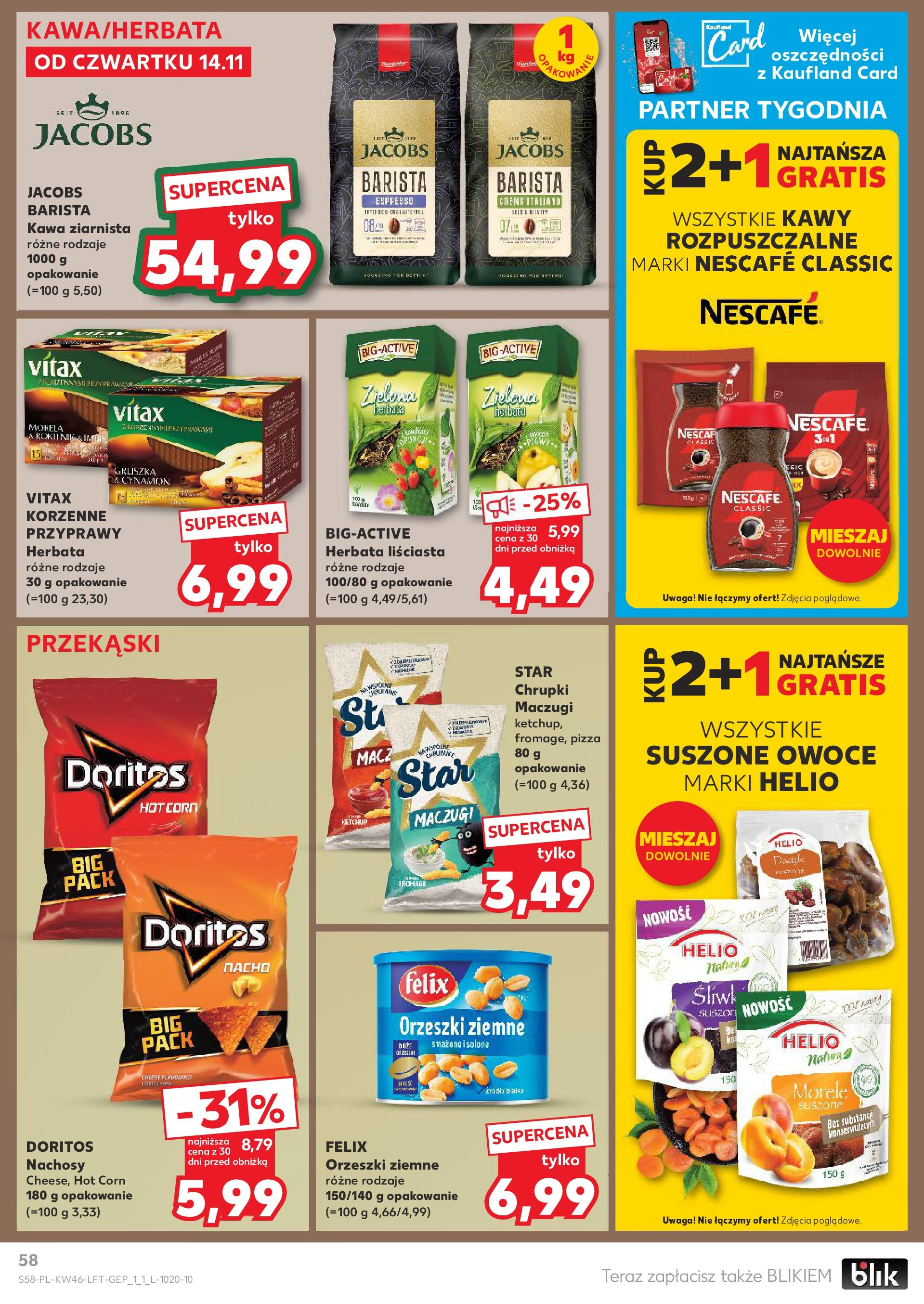 Kaufland gazetka (14.11.2024) od jutra ✳️ BLACK FRIDAY | Strona: 58 | Produkty: Ketchup, Nescafe, Orzeszki ziemne, Przyprawy