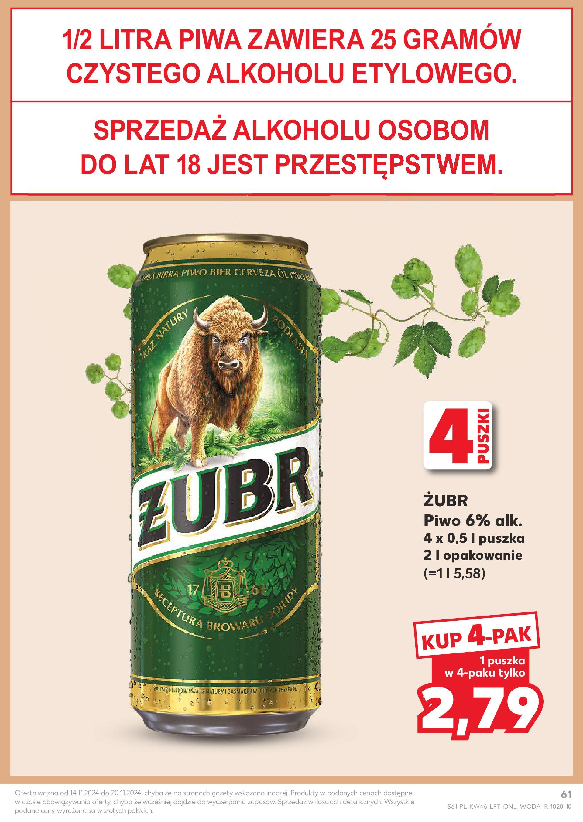 Kaufland gazetka (14.11.2024) od jutra ✳️ BLACK FRIDAY | Strona: 61 | Produkty: Piwo