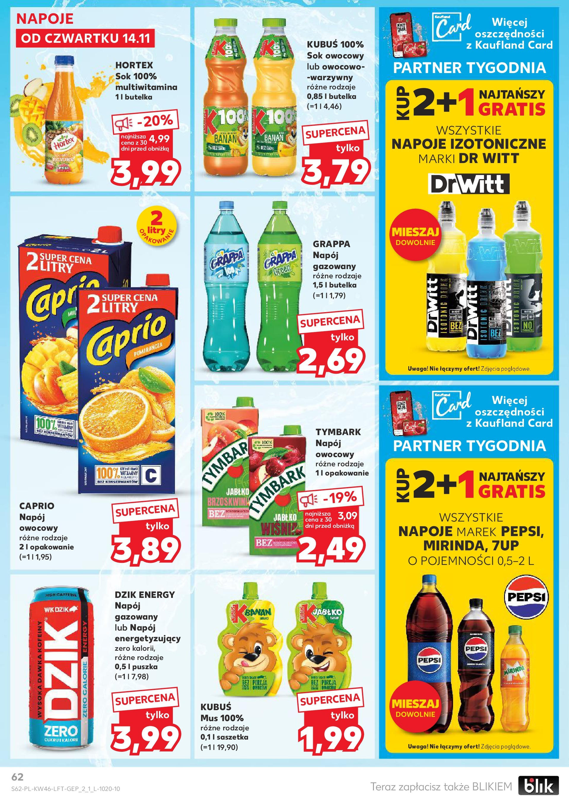 Kaufland gazetka (14.11.2024) od jutra ✳️ BLACK FRIDAY | Strona: 62 | Produkty: Pepsi, Grappa, Sok, Banan