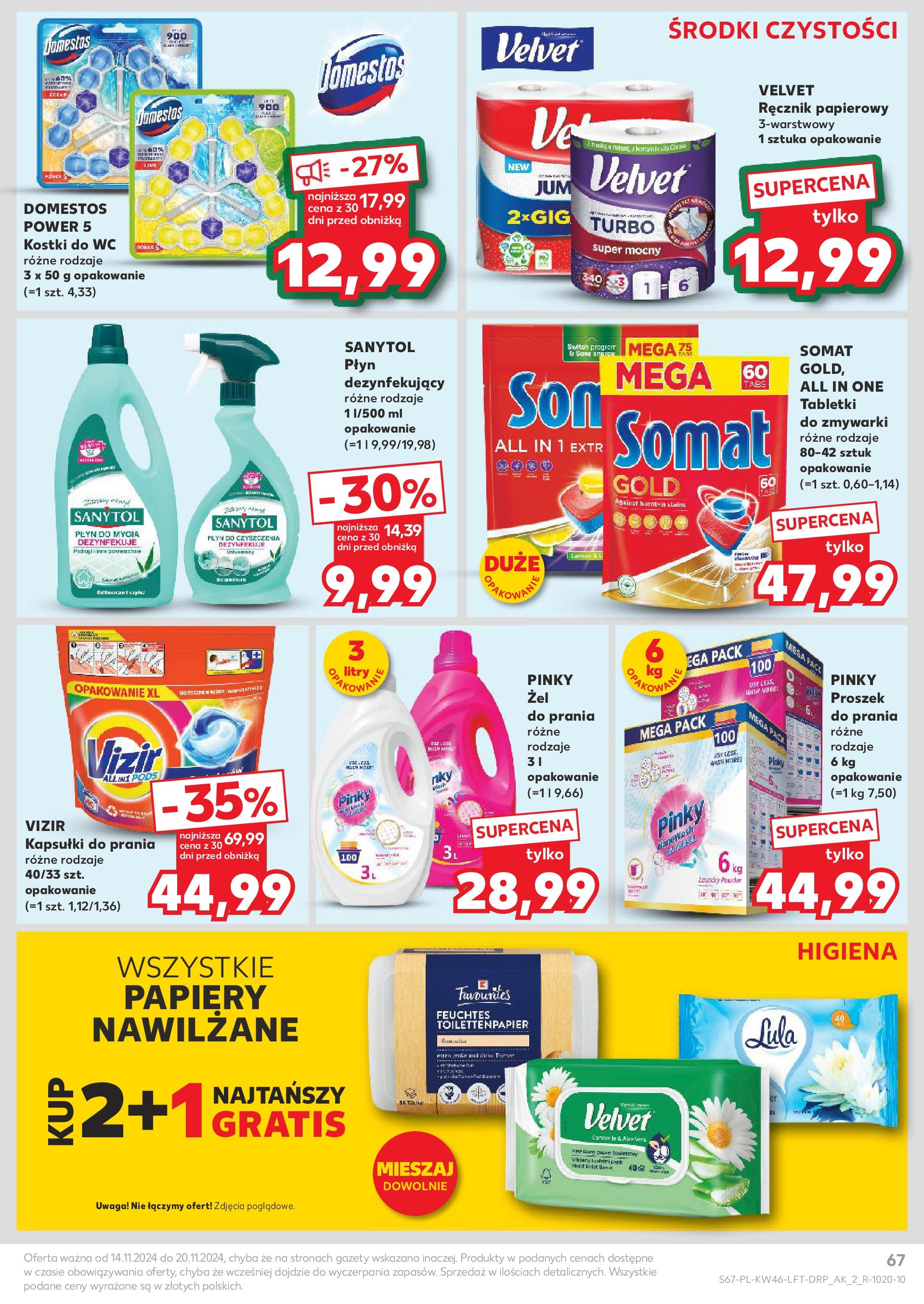 Kaufland gazetka (14.11.2024) od jutra ✳️ BLACK FRIDAY | Strona: 67 | Produkty: Kostki do wc, Domestos, Kapsułki do prania, Proszek do prania