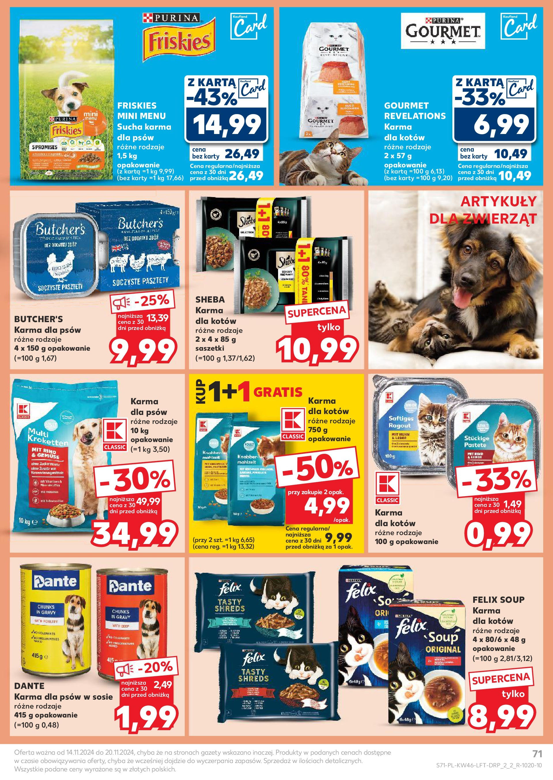 Kaufland gazetka (14.11.2024) od jutra ✳️ BLACK FRIDAY | Strona: 71 | Produkty: Karta, Karma dla psów